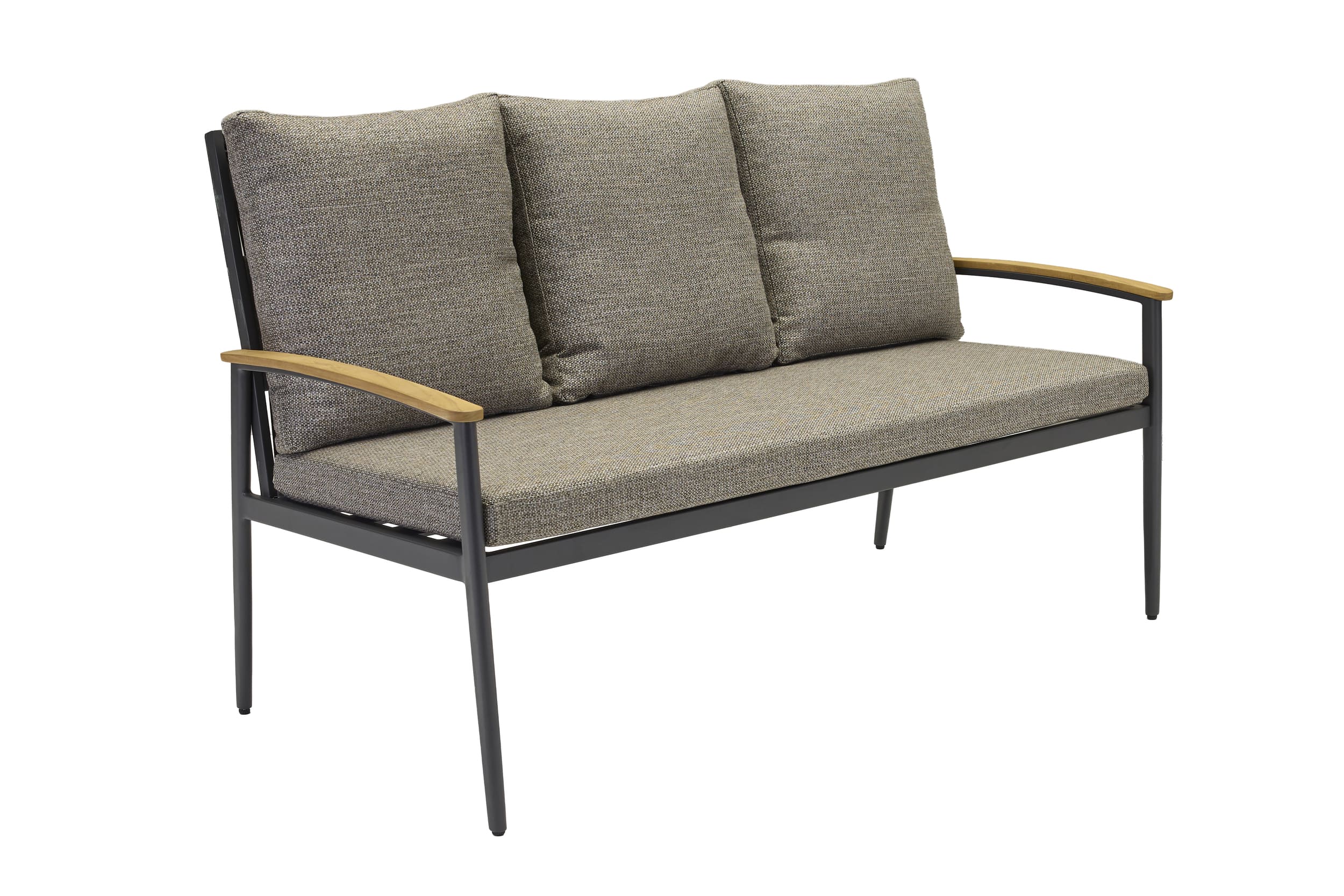 LC Garden »Avento« 3er Sofa 160x78x96cm Loungesofa Anthrazit Teakarmlehnen Couch