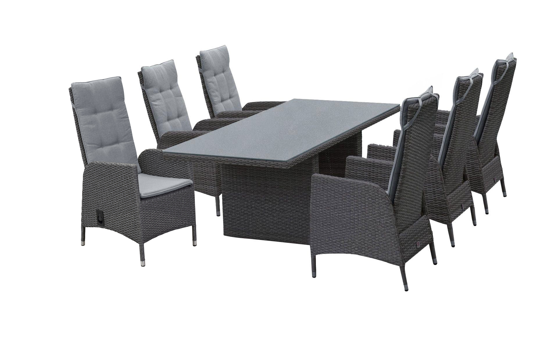 LC Garden »Roma« grau-mix Dining Set II 200cm Esstisch Sitzgruppe Gartenset (Barcelona Geflecht)
