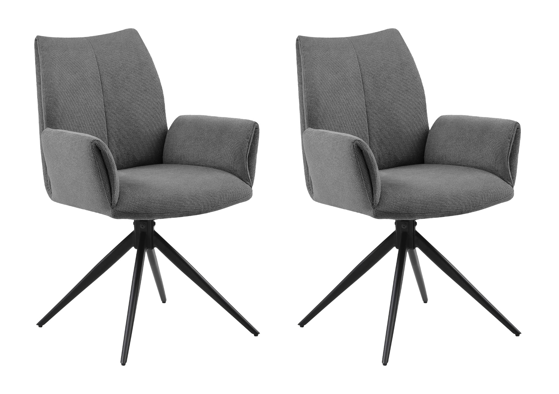 LC Home 2er Set Drehstuhl Esszimmerstuhl Monti Webstoff anthrazit Polsterstuhl mit Armlehnen und Autoreturn