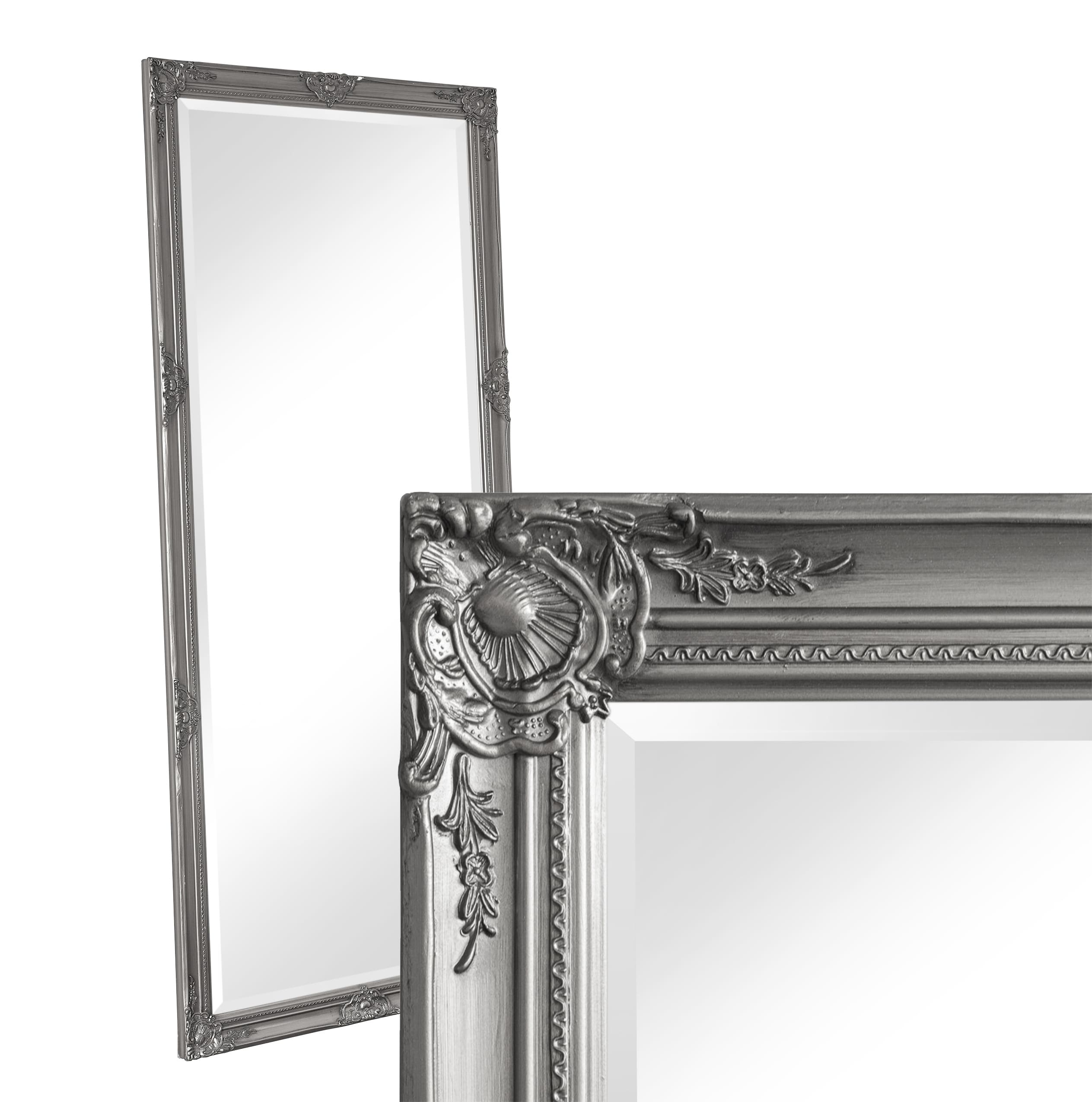 LC Home Wandspiegel Barock XL Spiegel silber ca. 180 x 80 cm Antik-Stil Ganzkörperspiegel