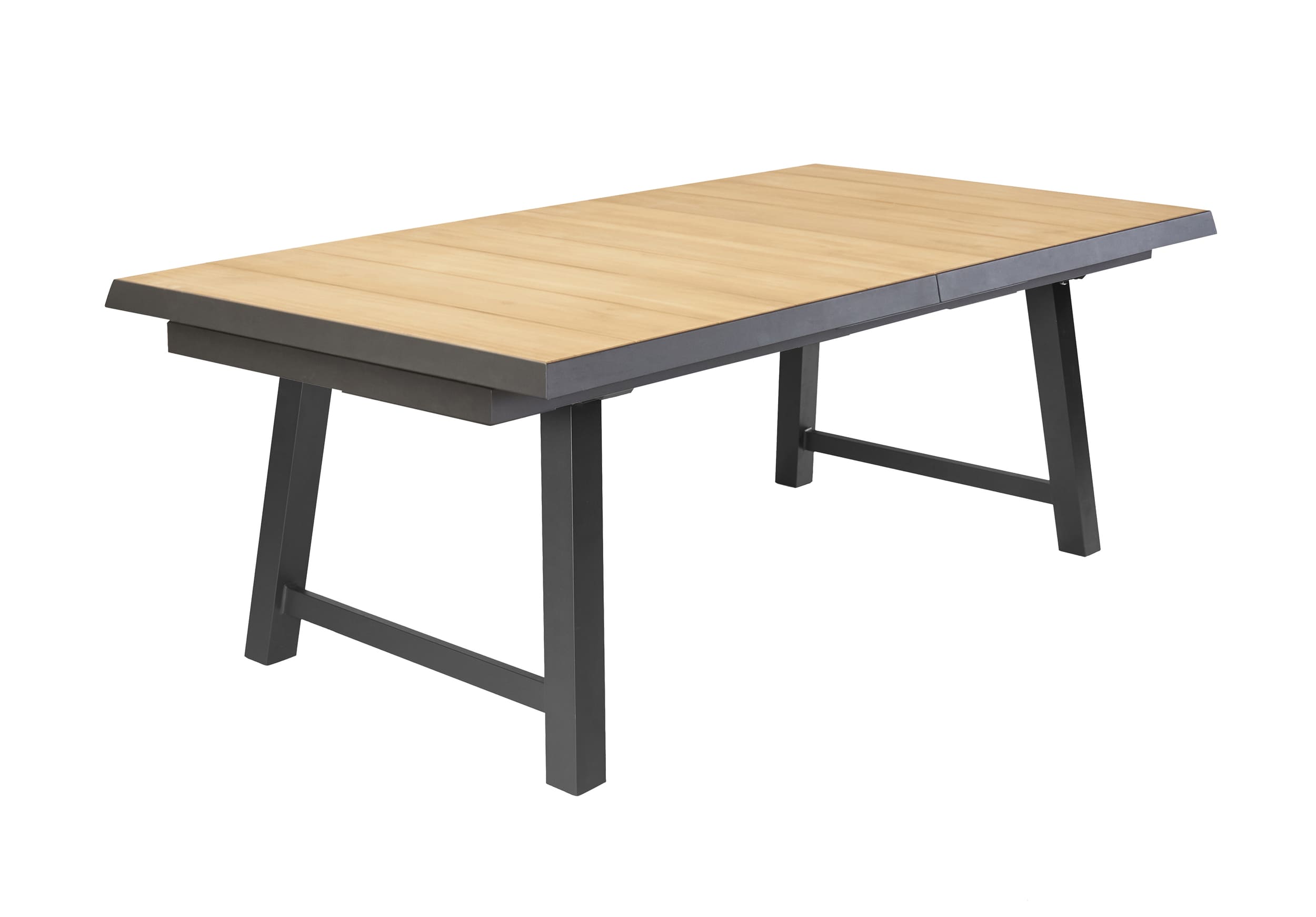 LC Garden »Kumaso« Gartentisch 200/260x100cm Aluminium/Teakholz V-Gestell Ausziehtisch mit Synchronauszug