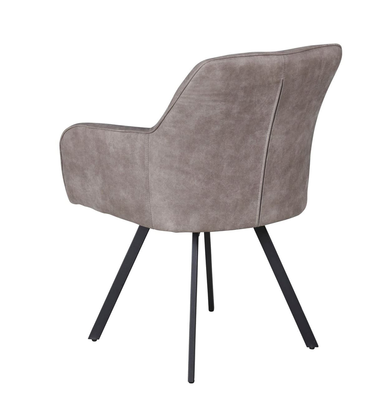 LC Home »Baltrum« Dining Set III Eiche natur Stern-Fuß Lederoptik Silber-Grau