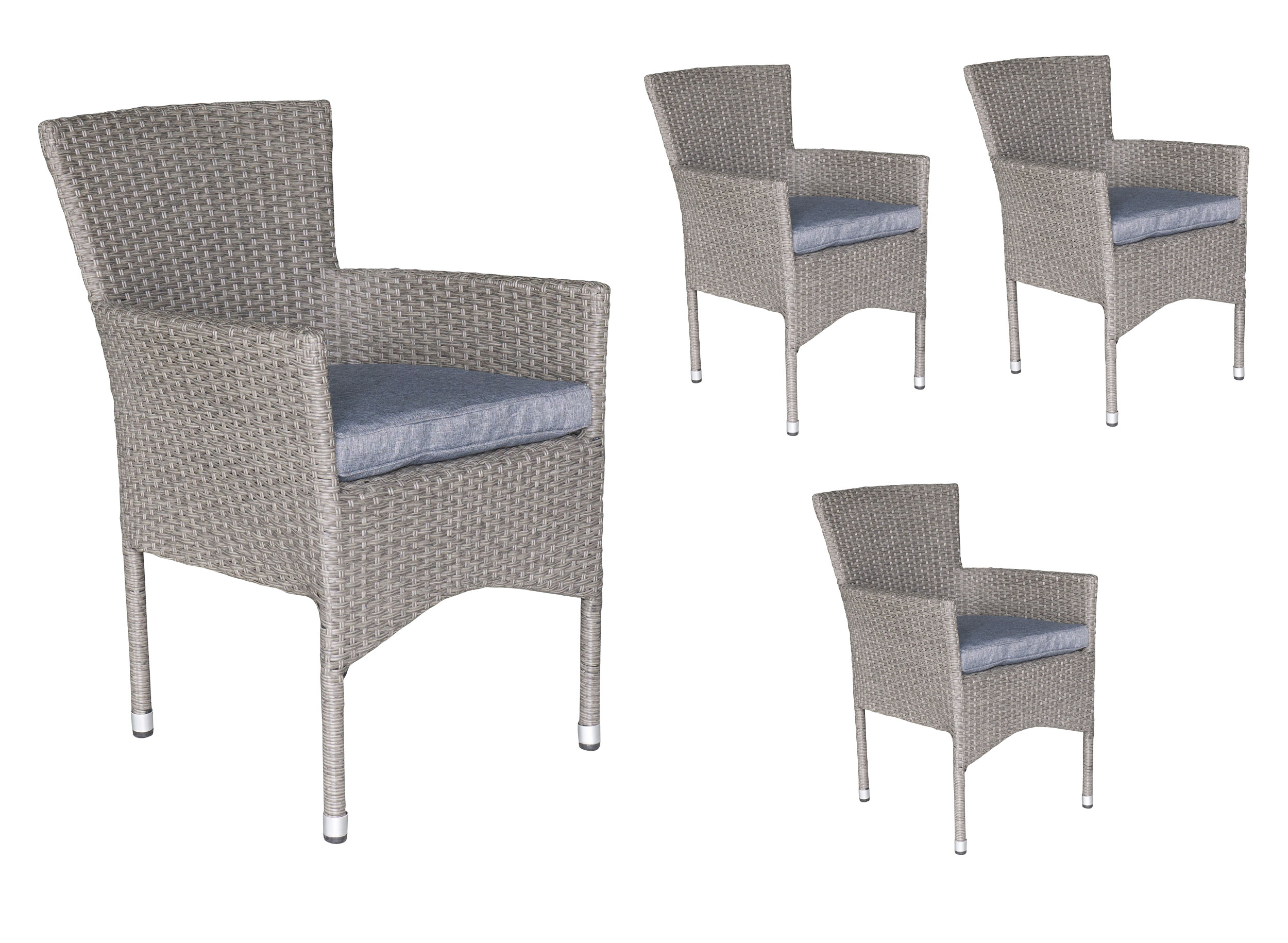 LC Garden Dining 4er Set Armlehnstuhl Gartenstuhl grau- mix