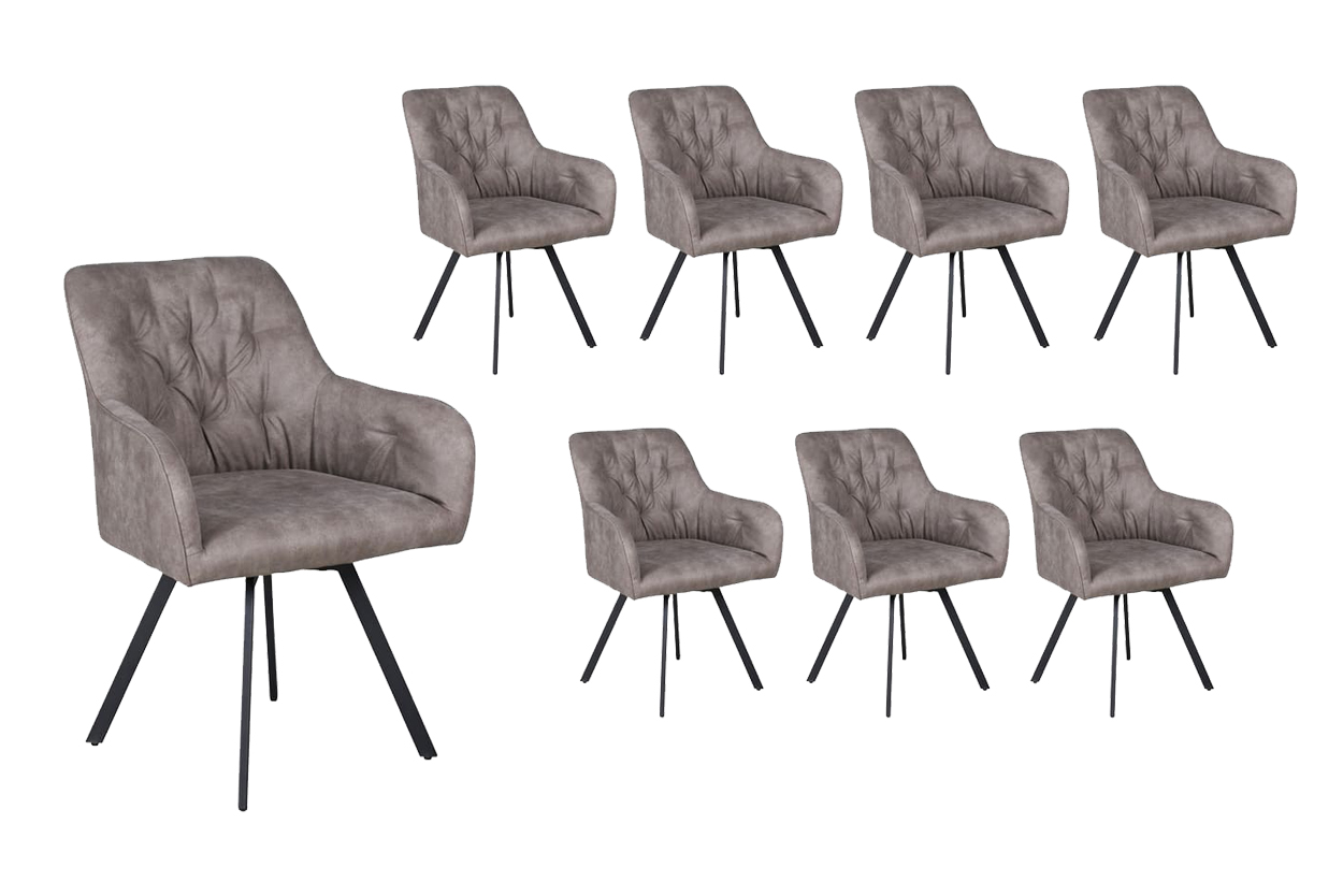 LC Home 8er Set Esszimmerstuhl »Baltrum« Drehstuhl Lederoptik silber- grau 63x85x63cm