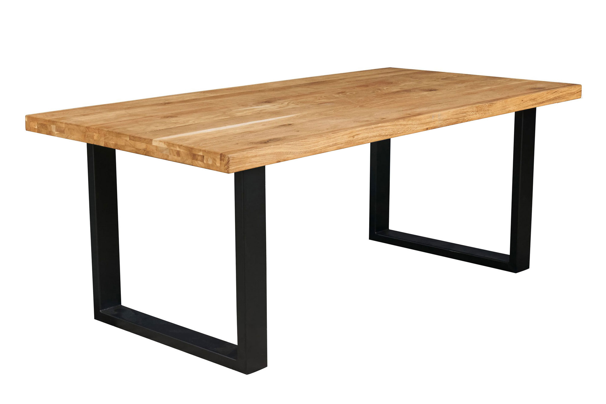 LC Home Esstisch 180x100cm Massive Eiche geölt U-Fuß Metallgestell Holztisch Industrial Design Massivholz 