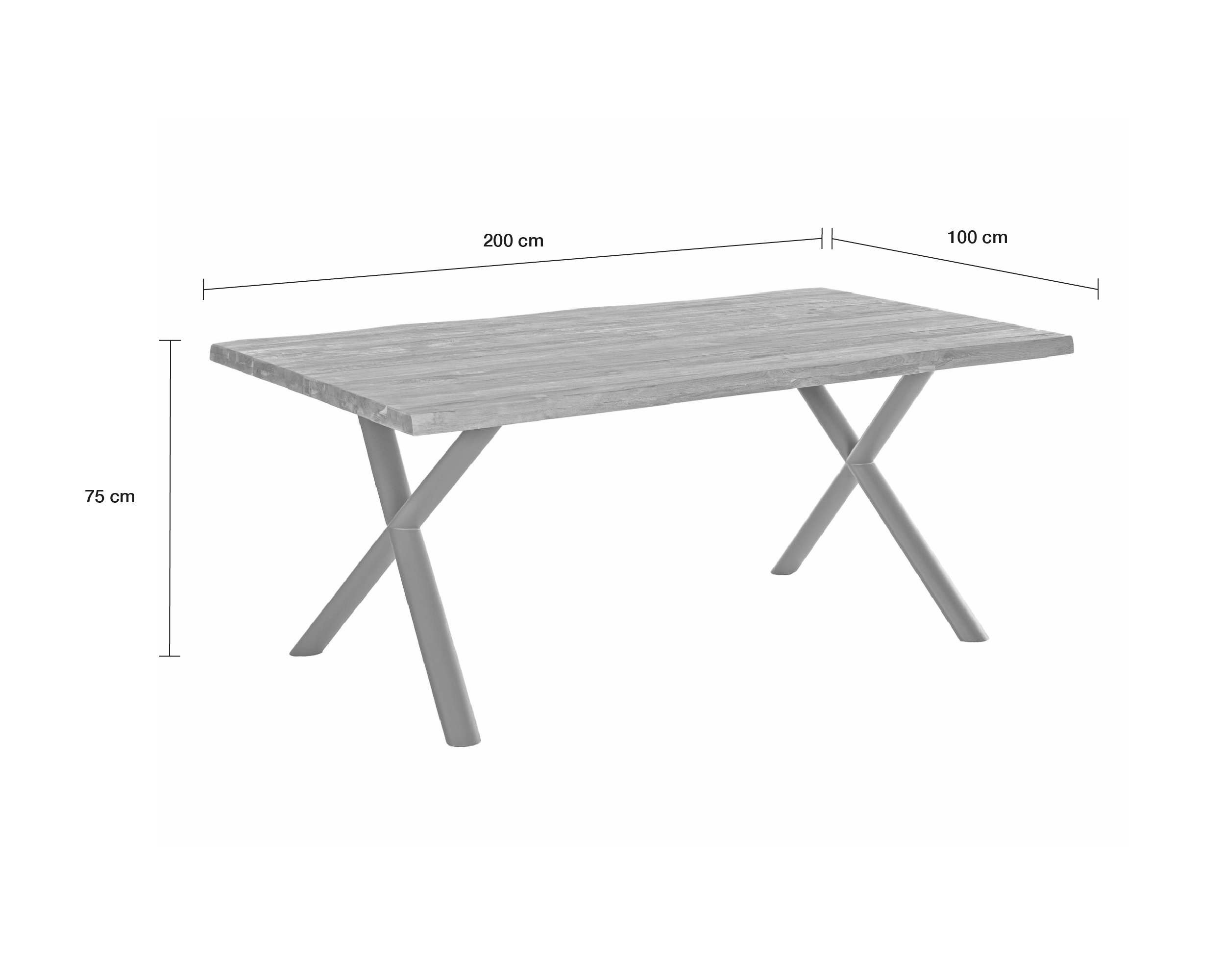LC Garden »Keramo« Teak Dining Set III 200cm Teaktisch Sitzgruppe Gartenset natur-grau