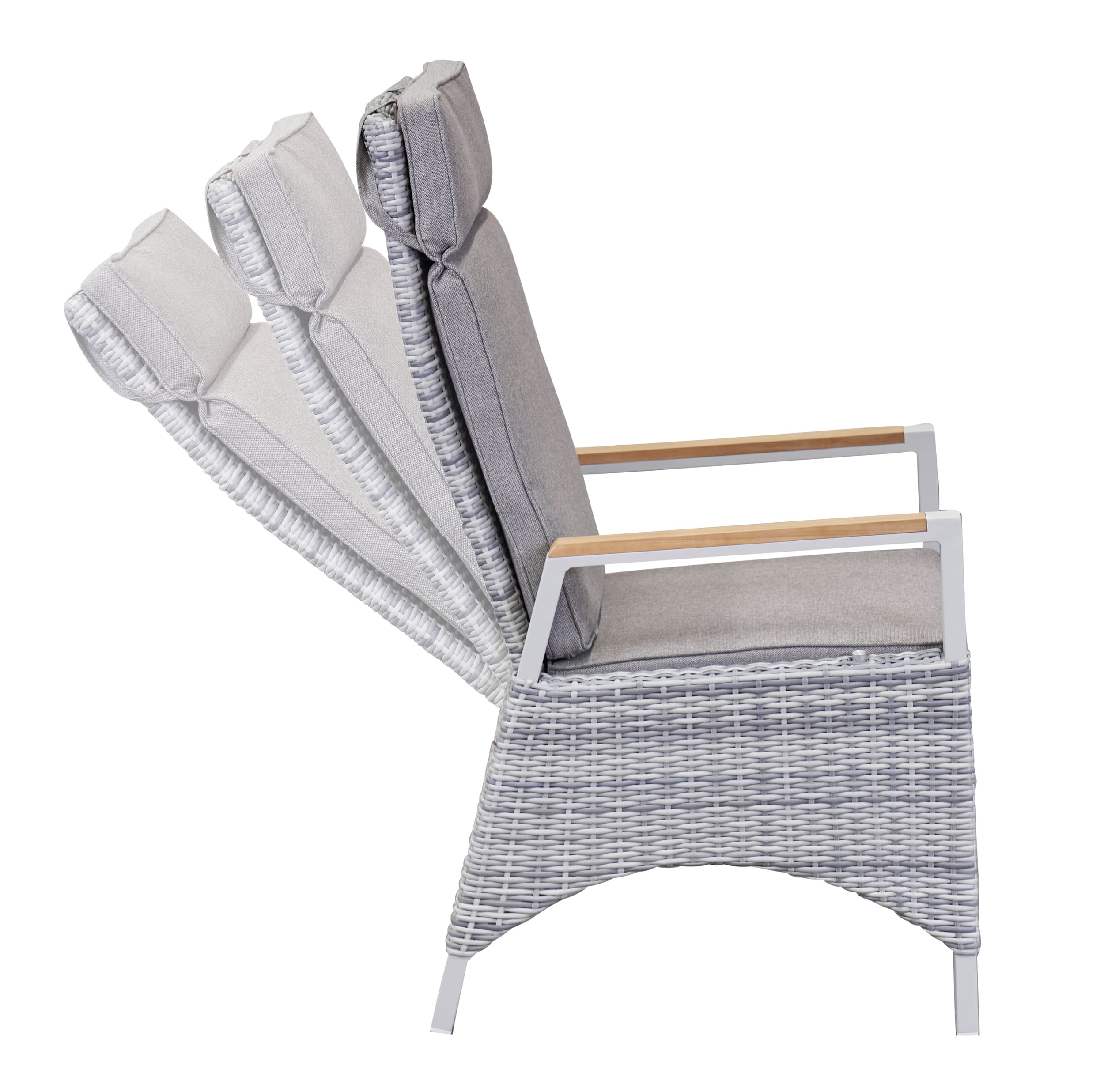LC Garden 2er Set »Keramo« Positionsstuhl off-white/Teakholz Gartenstuhl mit Kissen