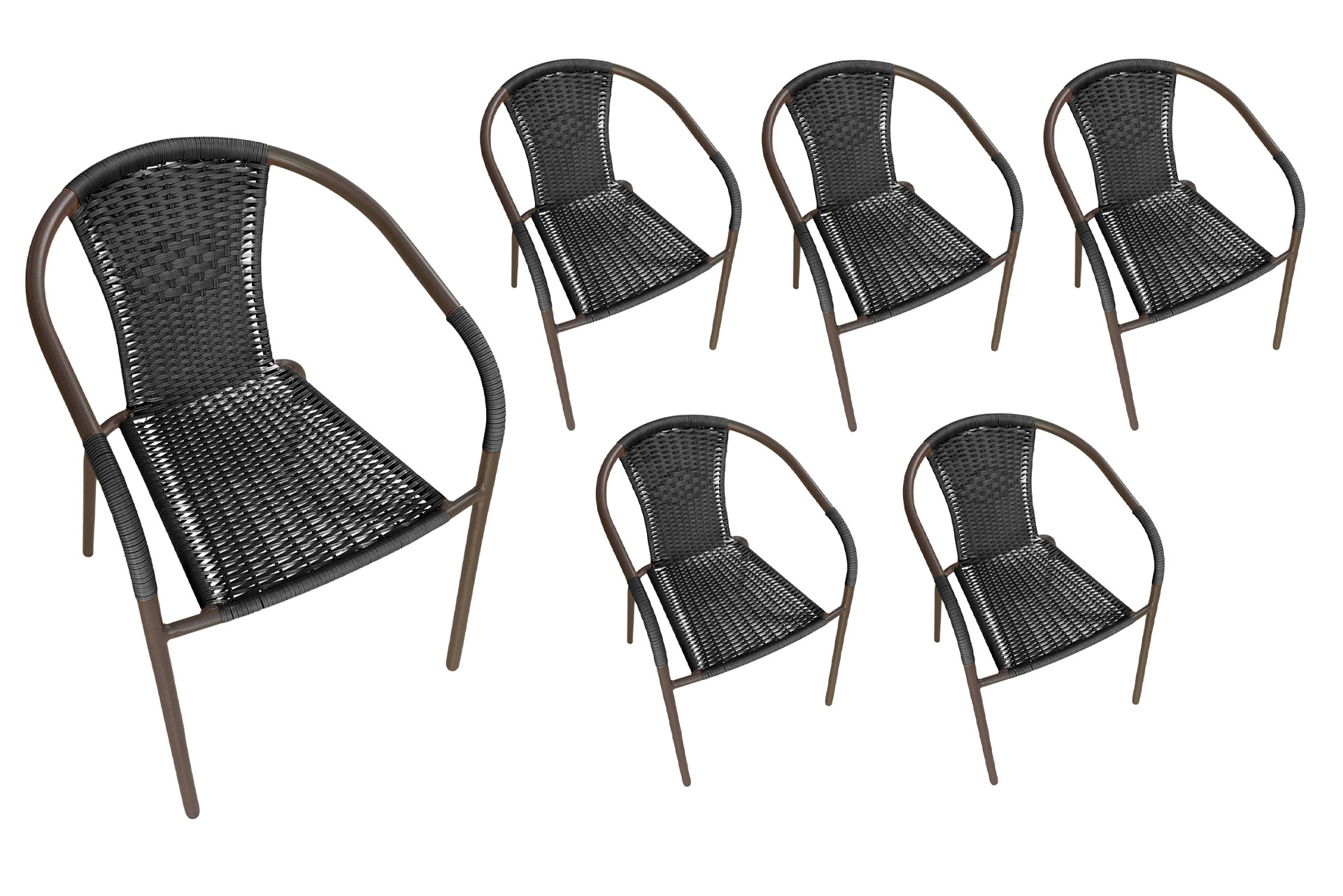 LC Garden 6er Set »Garvista« Gartenstuhl braun/schwarz Metall/PE-Rattan Stapelstuhl Bistrostuhl  