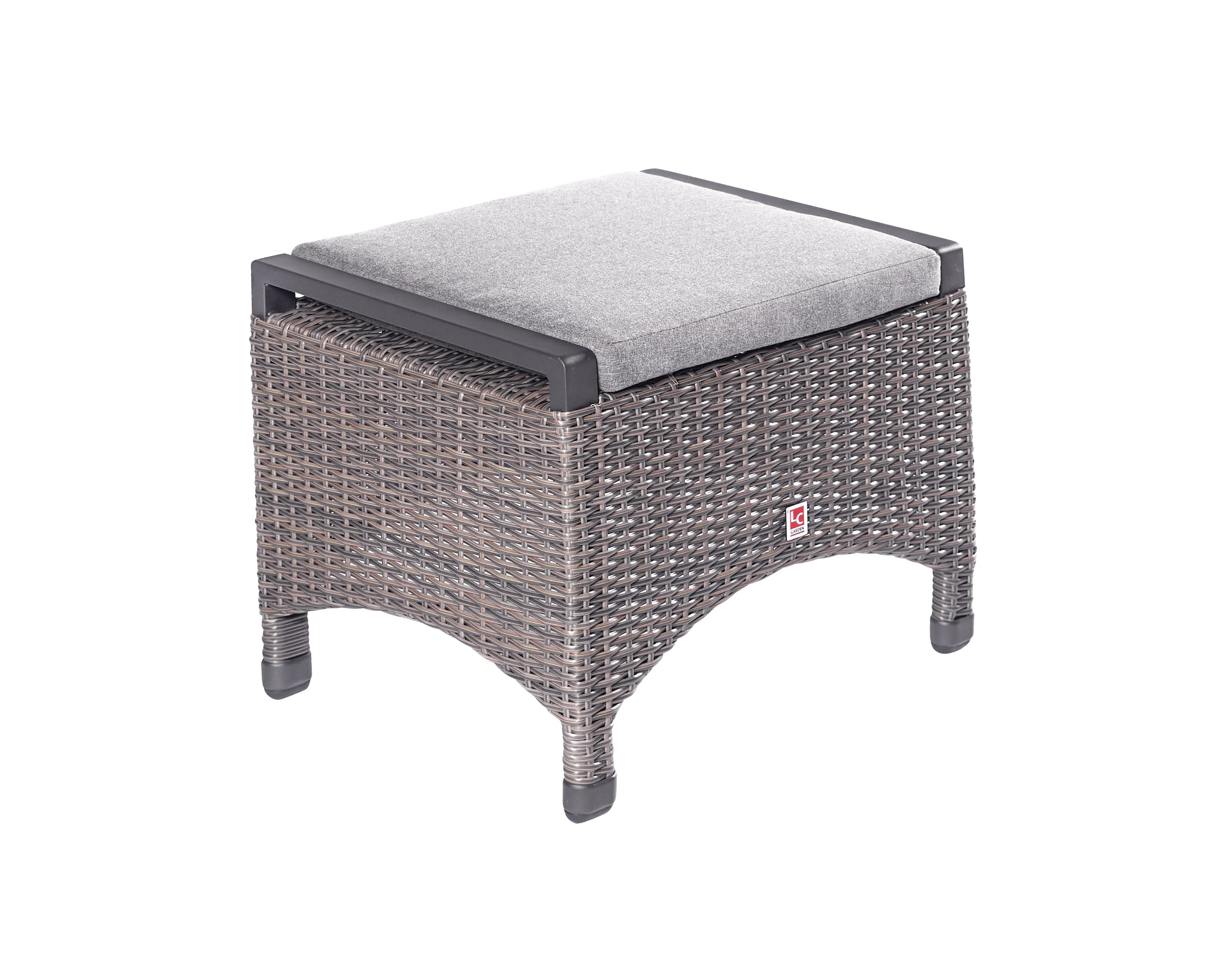 LC Garden »Komido« Dining Hocker omega braun 46x59x47cm Dining Fußbank aus handgeflochtenem Polyrattan inkl. Sitzkissen