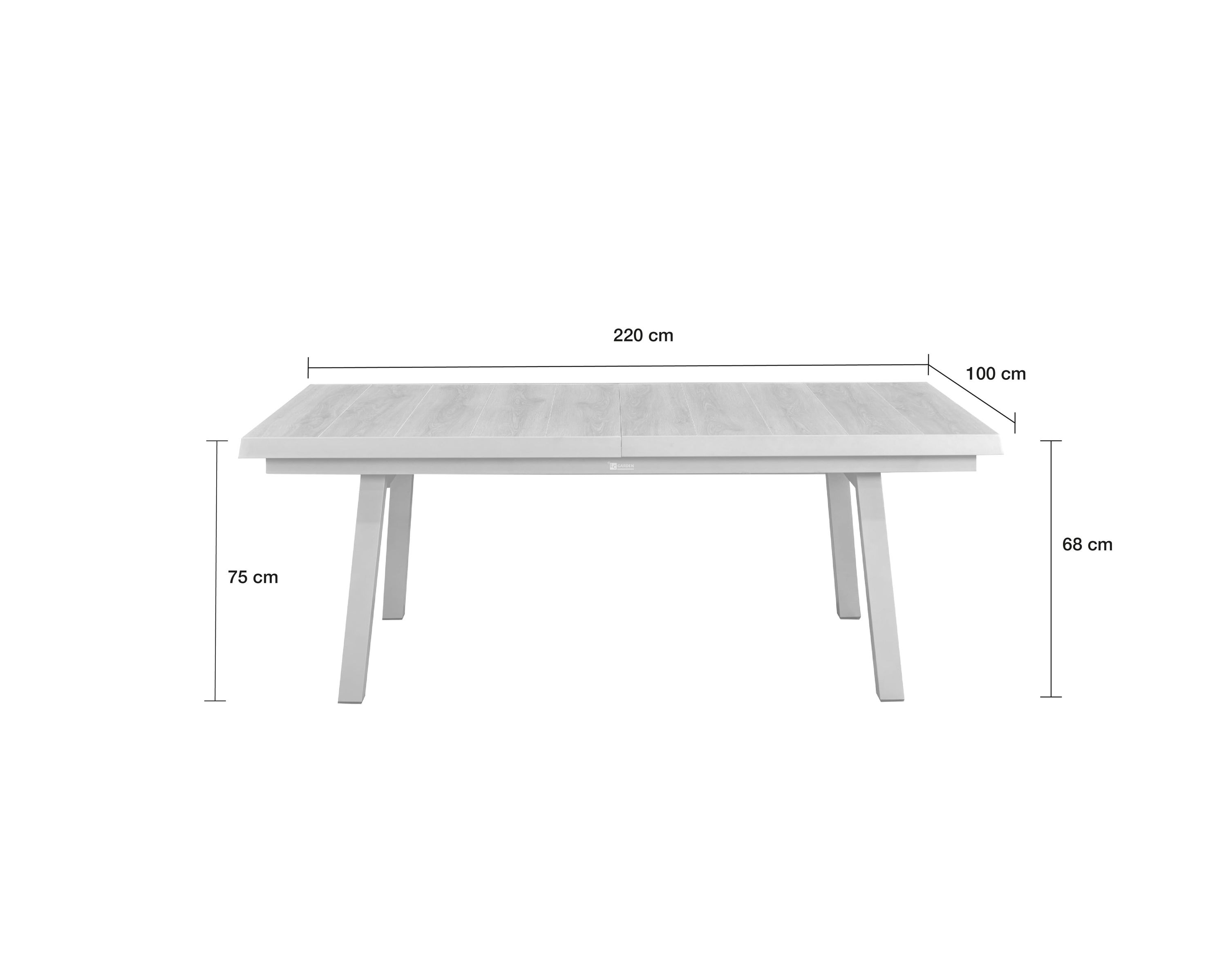 LC Garden »Nizza« Ausziehtisch silber H-Fuß 200/260x100cm Gartentisch ausziehbar