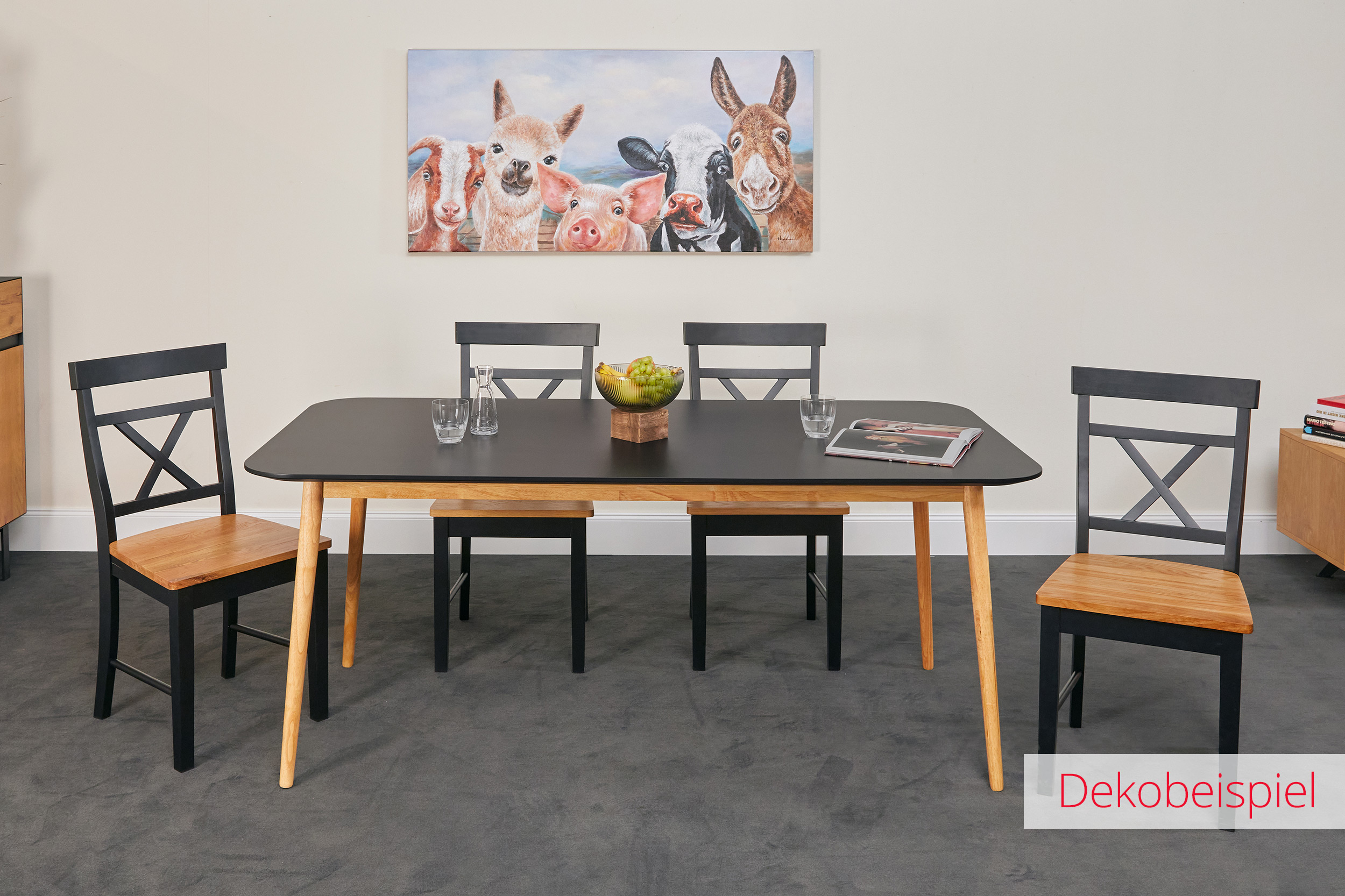 LC Home »Esbjerg« Dining Set I Sitzgruppe schwarz