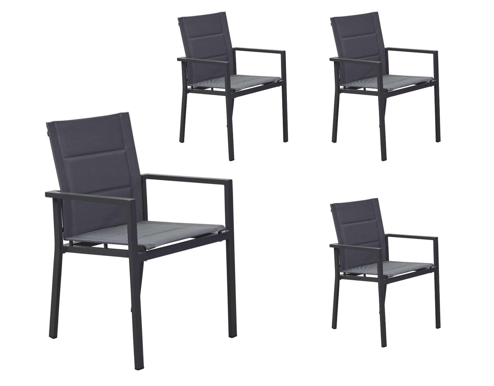 LC Garden 4er Set »Sunewo« Stapelstuhl Textilen anthrazit Gartenstuhl Armlehnstuhl