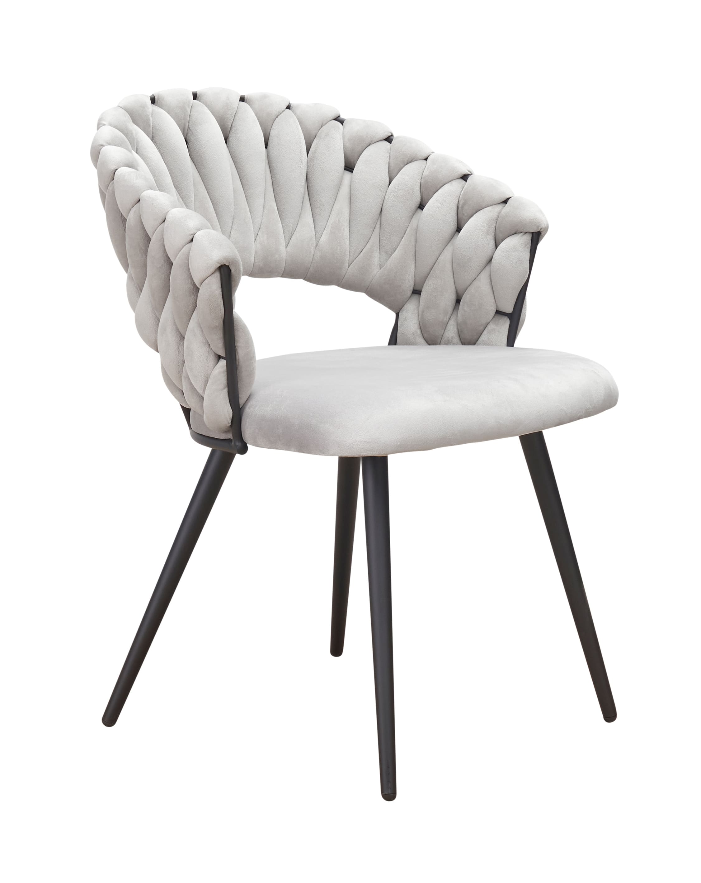 LC Home Esszimmerstuhl »Nancy« Flechtoptik Samt hellgrau / taupe Armlehnstuhl Designerstuhl