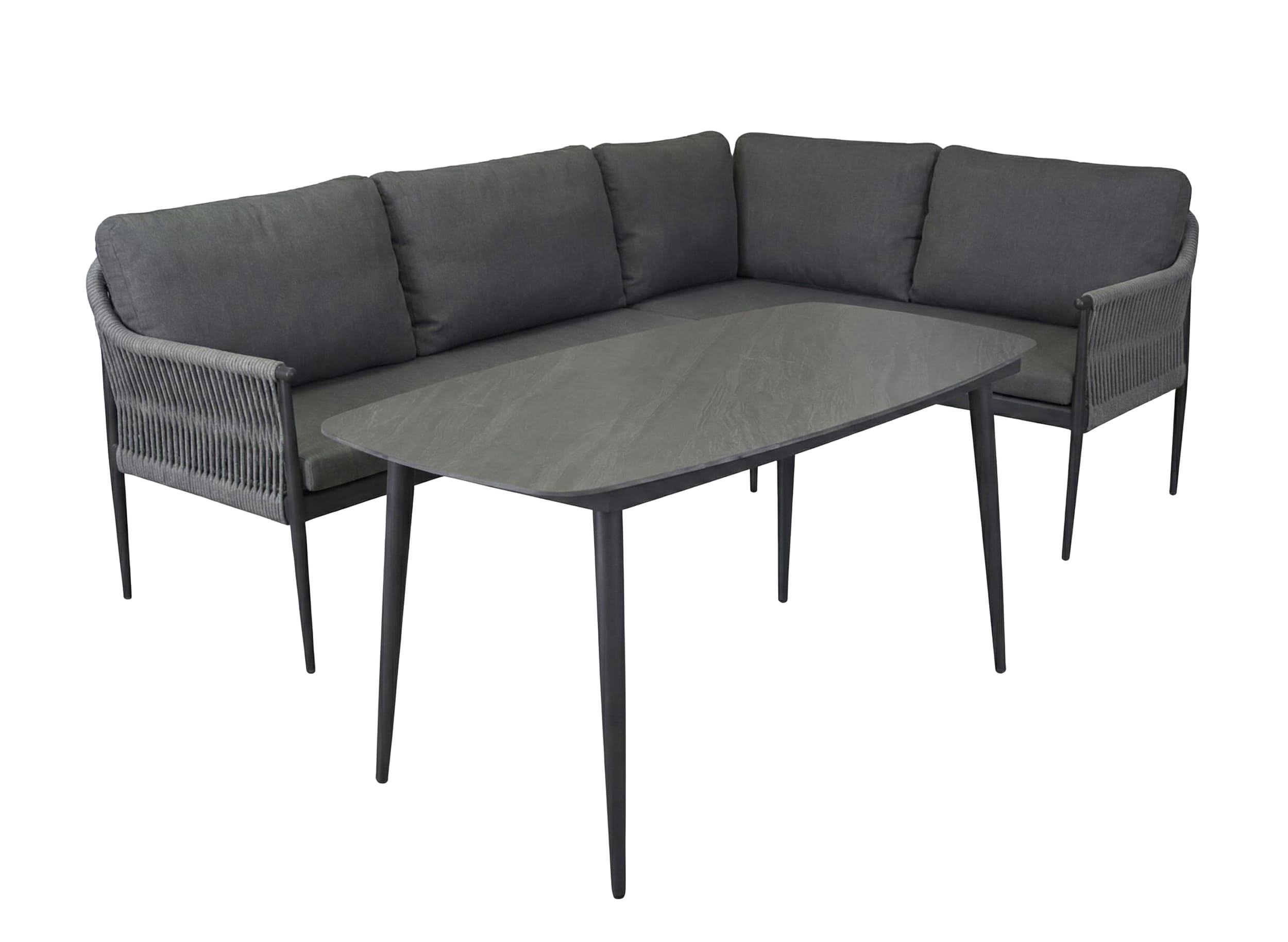 LC Garden »Bari« Dining Lounge Set mit 160cm Gartentisch Anthrazit Rope Aluminium Loungeset inkl. Kissen
