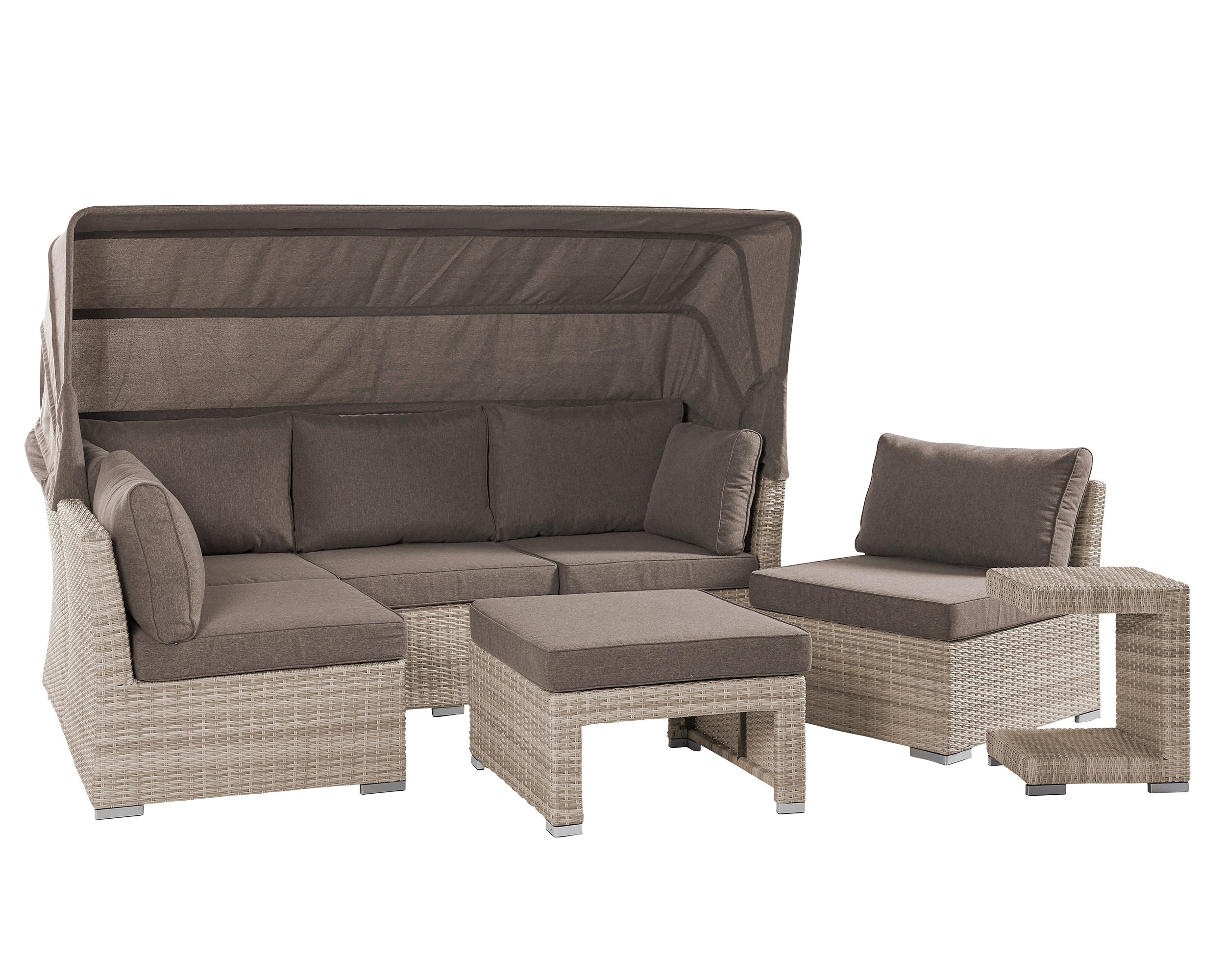 LC Garden »Turin« Muschel-Set Loungebank Loungeset natur