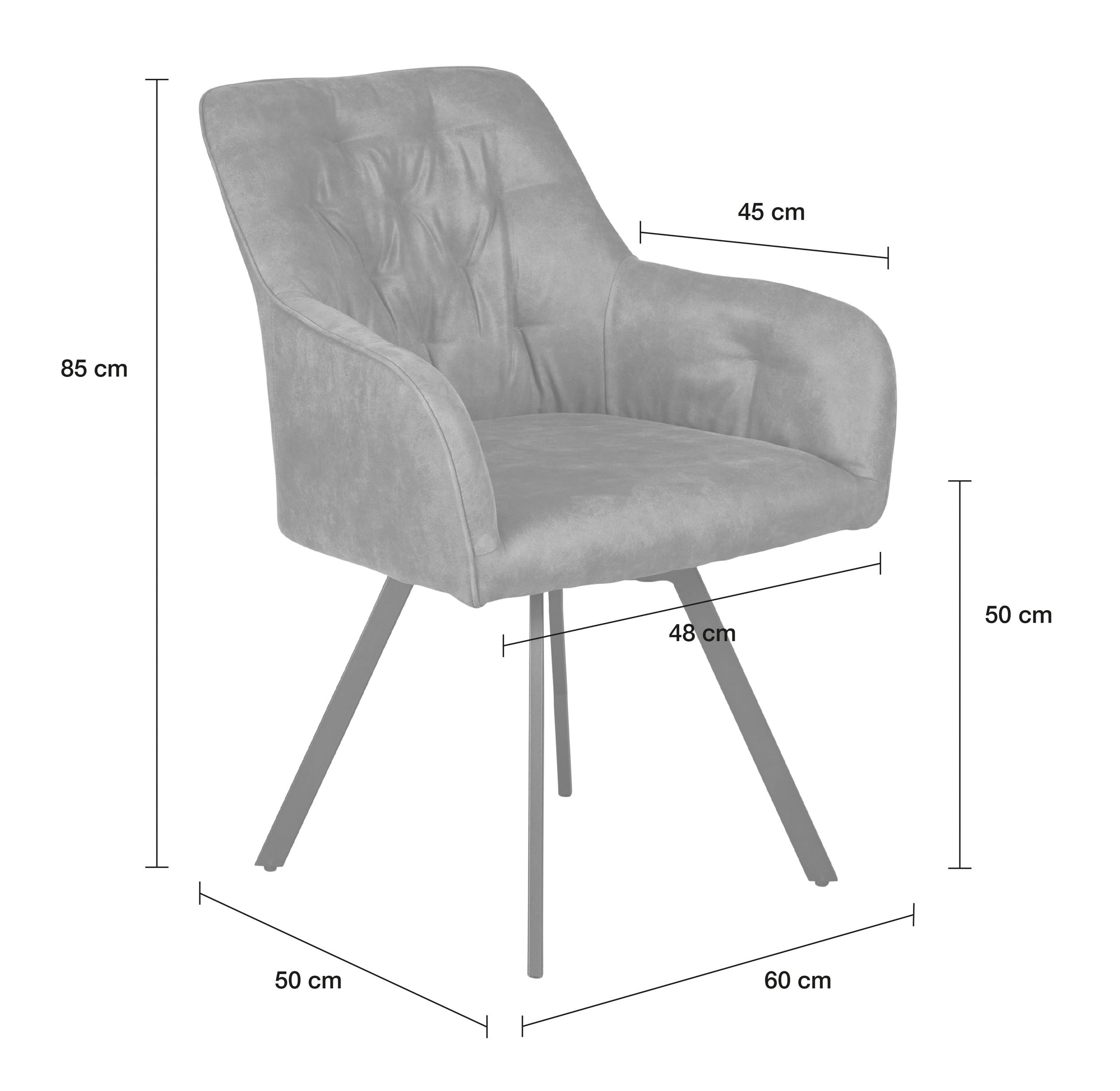 LC Home »Baltrum« Dining Set III Eiche natur Stern-Fuß Lederoptik Silber-Grau