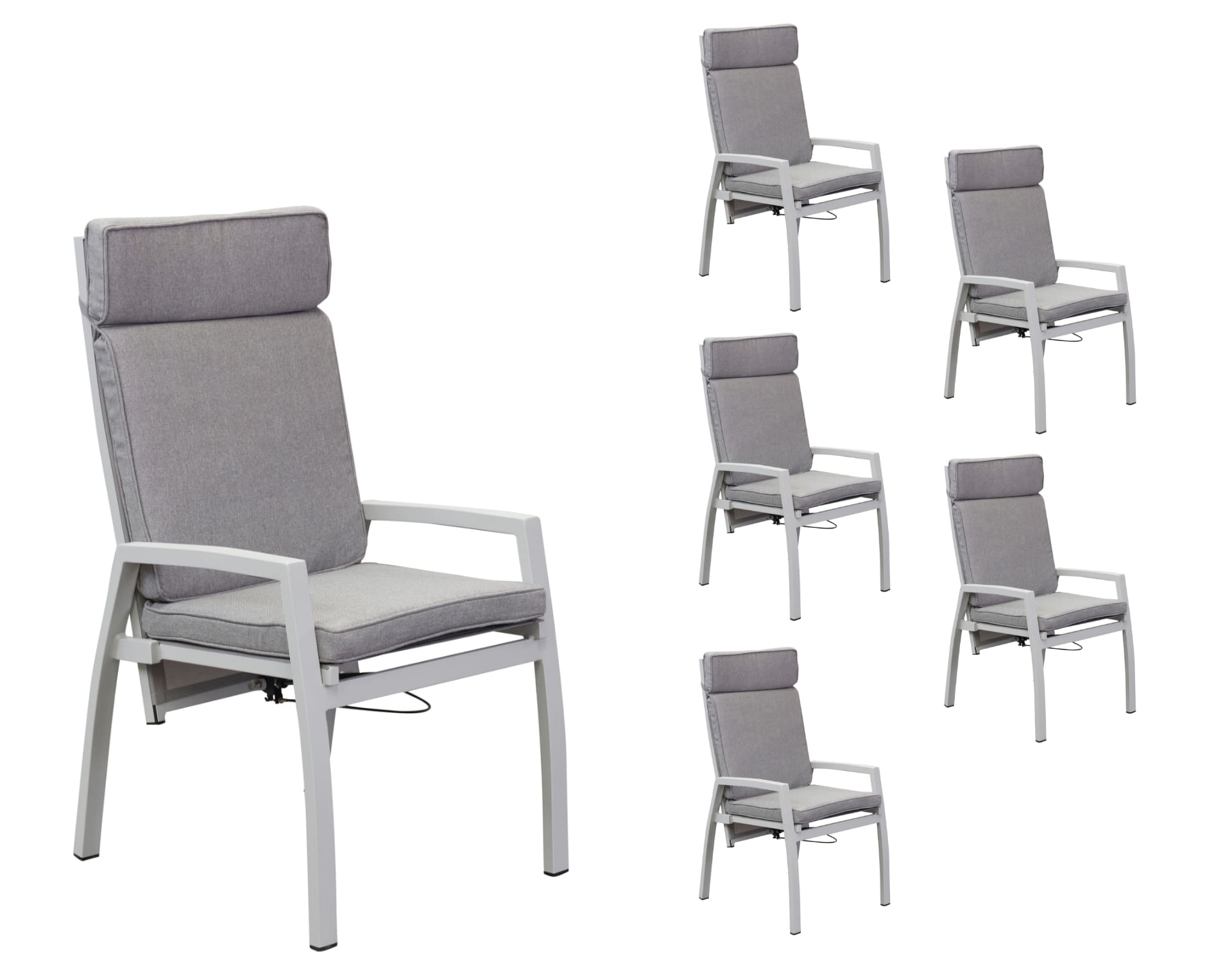 LC Garden 6er Set »Keramo« Positionsstuhl Textilen off-white Gartenstuhl mit Kissen