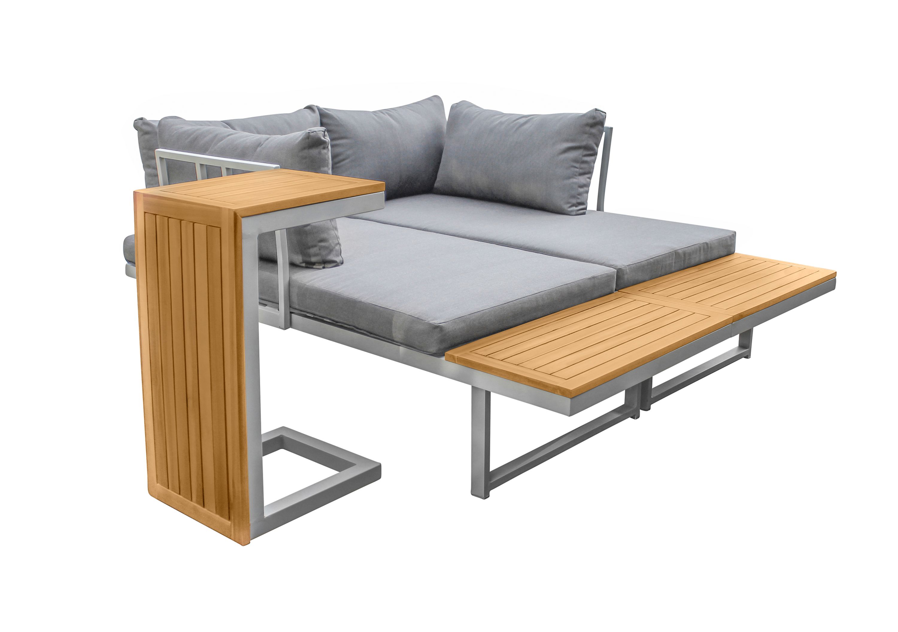 LC Garden »Sungardo« Gartenlounge Set 3tlg. weiß aus Aluminium Akazie
