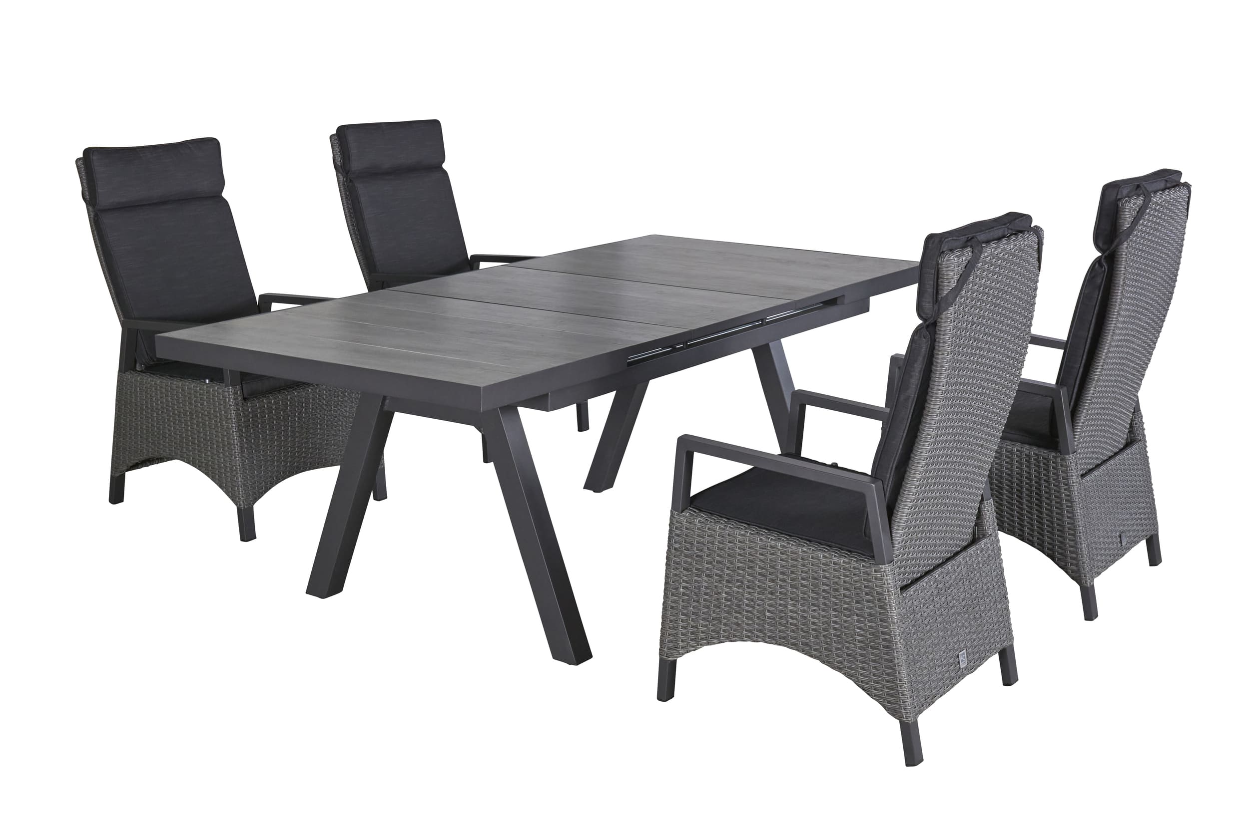 LC Garden »Keramo« Gartenset 5tlg. anthrazit Esstisch 160/210x100cm Aluminium/Keramik grau + 4 Gartenstühle Sitzgruppe