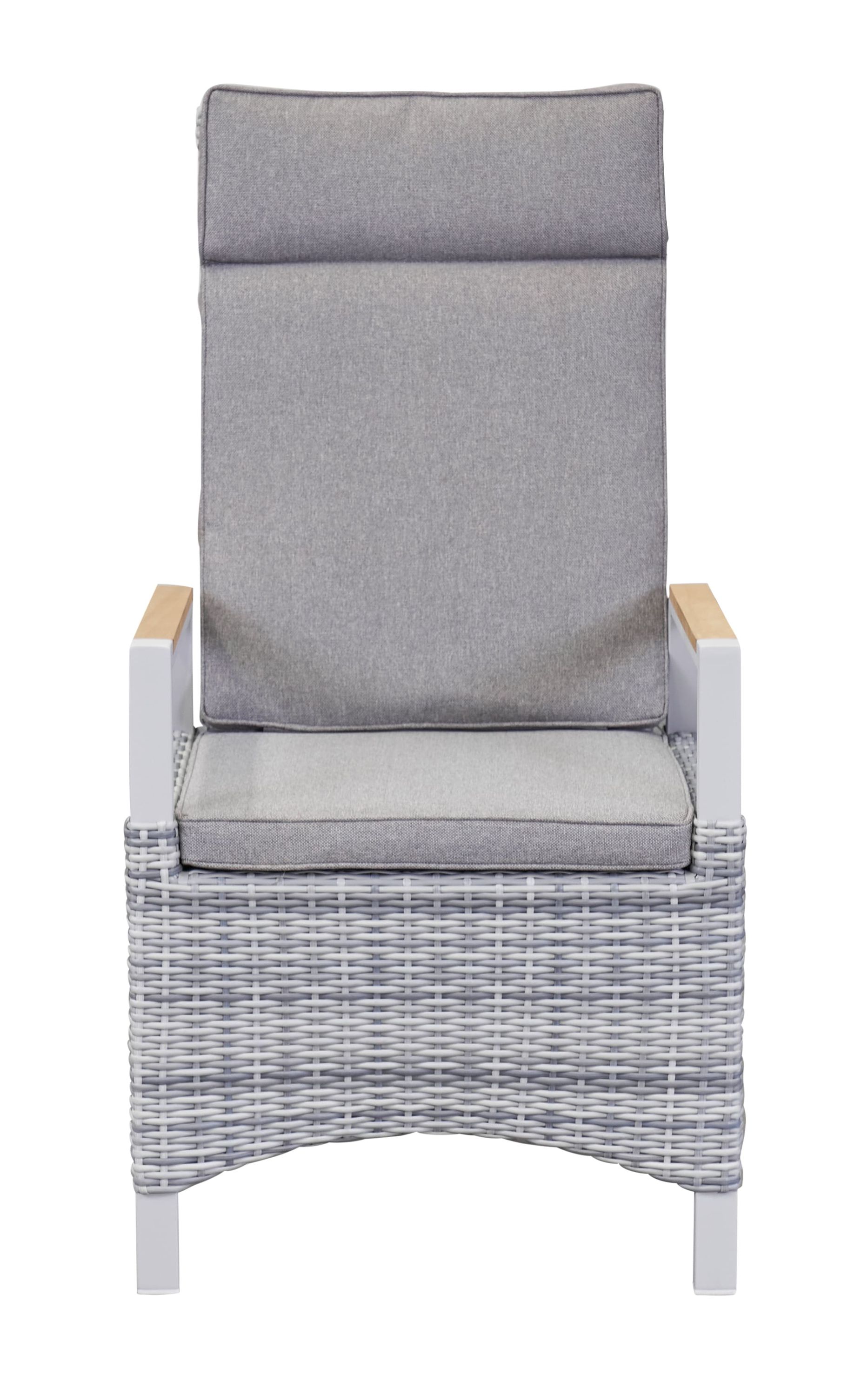 LC Garden 2er Set »Keramo« Positionsstuhl off-white/Teakholz Gartenstuhl mit Kissen