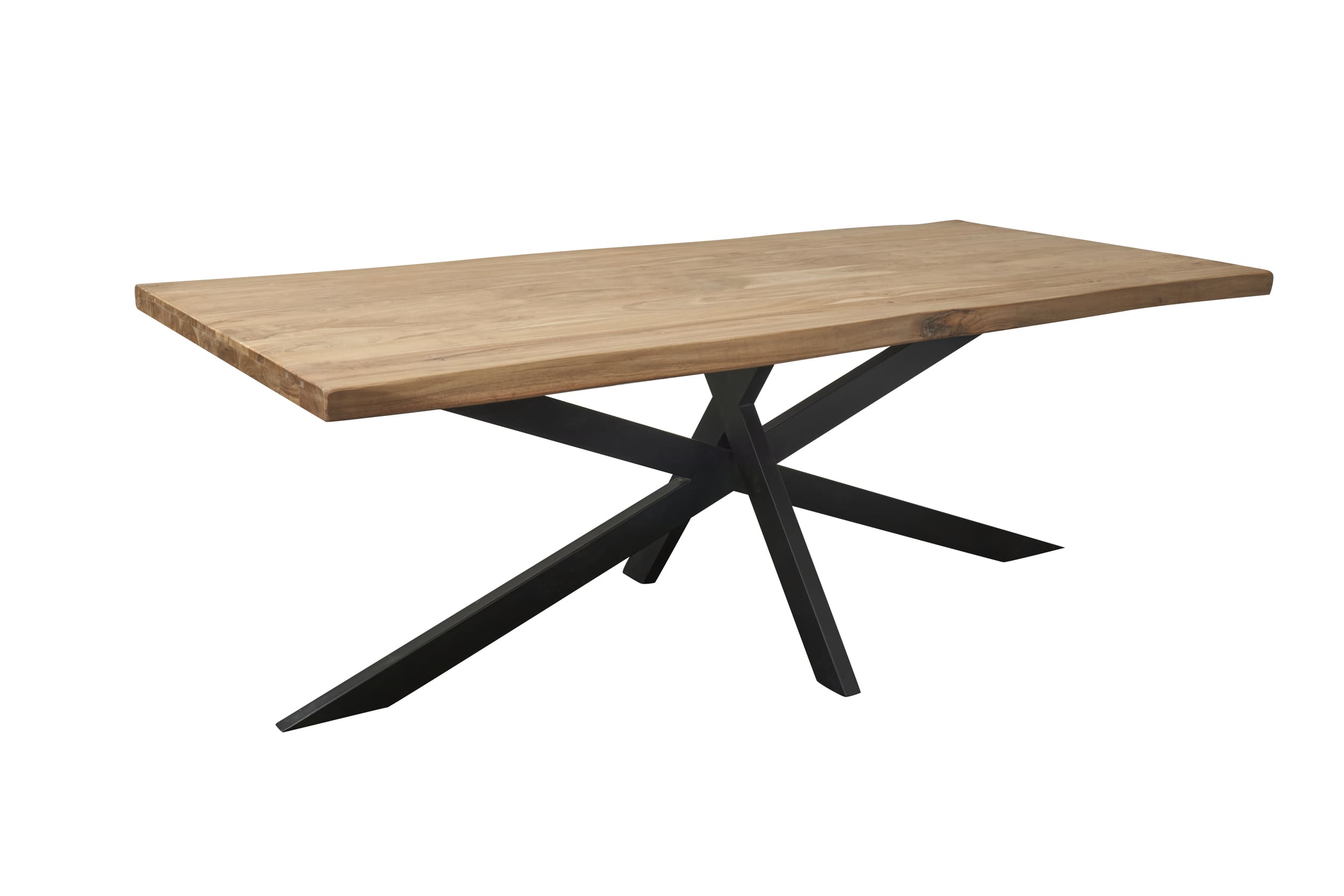 LC Home Esstisch 215x100cm Baumkante Stern-Metallgestell Holztisch Akazienholz Massivholz Industrial Design