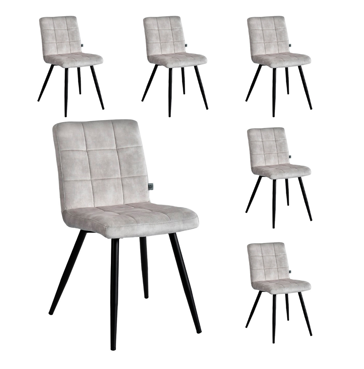 LC Home 6er Set Esszimmerstuhl »Barnet« Samt natur 47x58,5x82,5cm Polsterstuhl