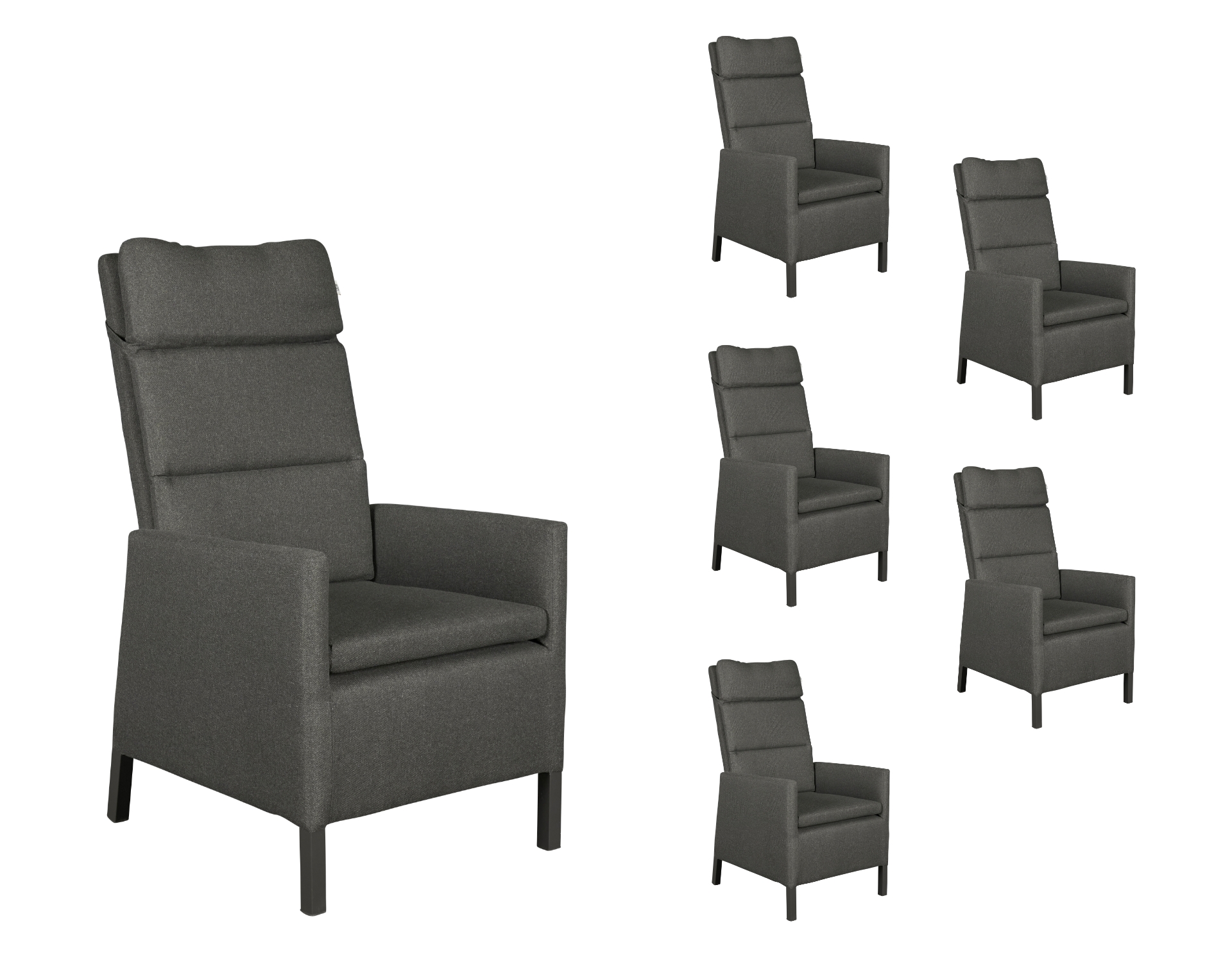 LC Garden 6er Set »Solverde« Positionsstuhl Anthrazit/Sooty Verstellsessel Gartenstuhl