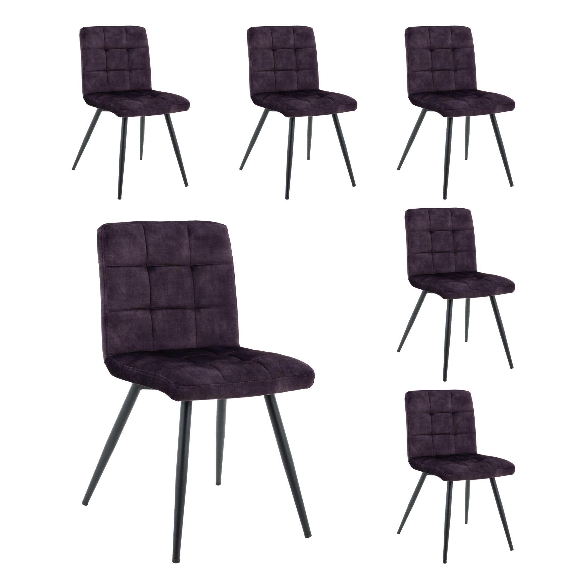 LC Home 6er Set Esszimmerstuhl »Barnet« Samt schwarz