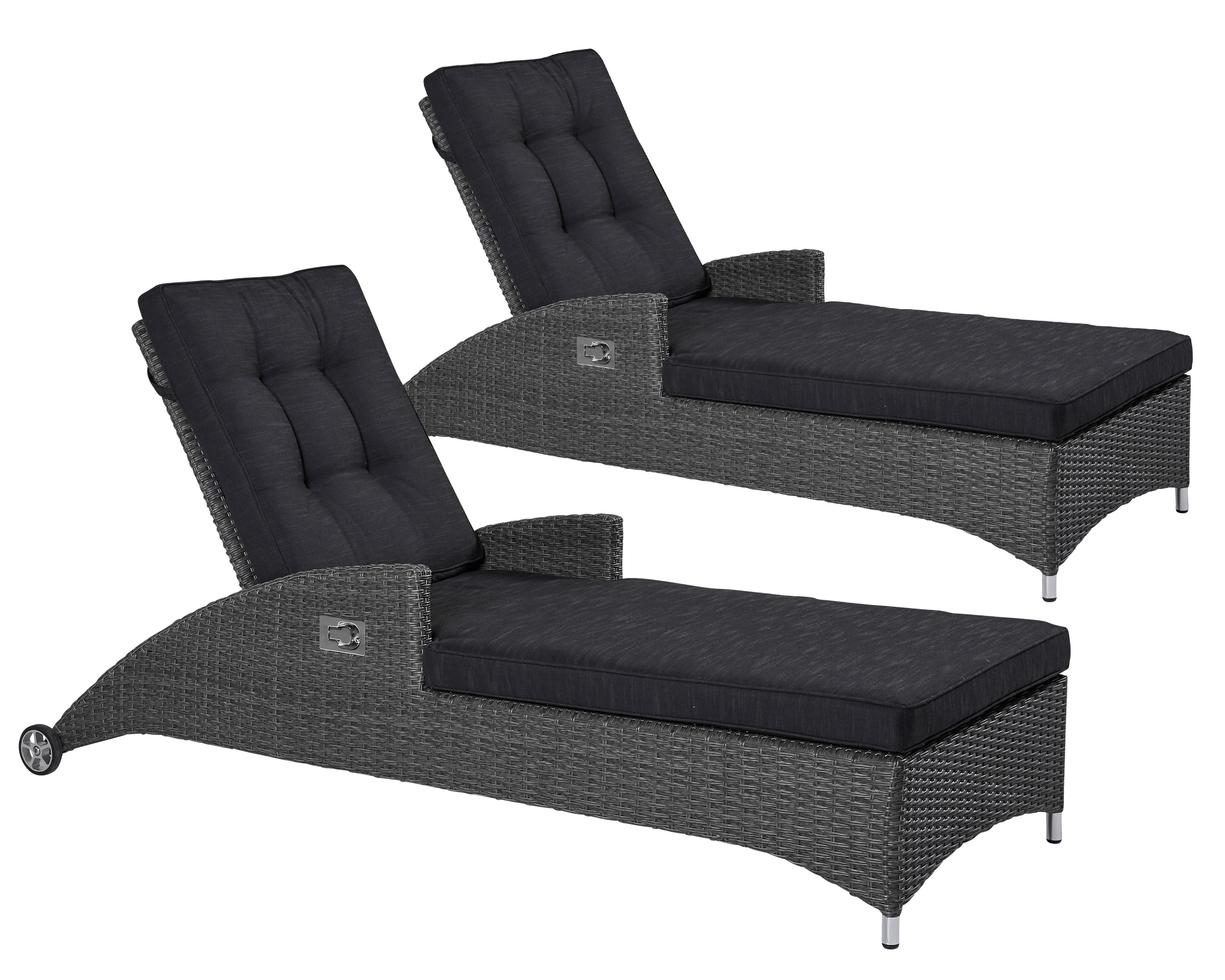 LC Garden »Barcelona« Living 2er Set Gartenliege grau-mix Sonnenliege Relaxliege