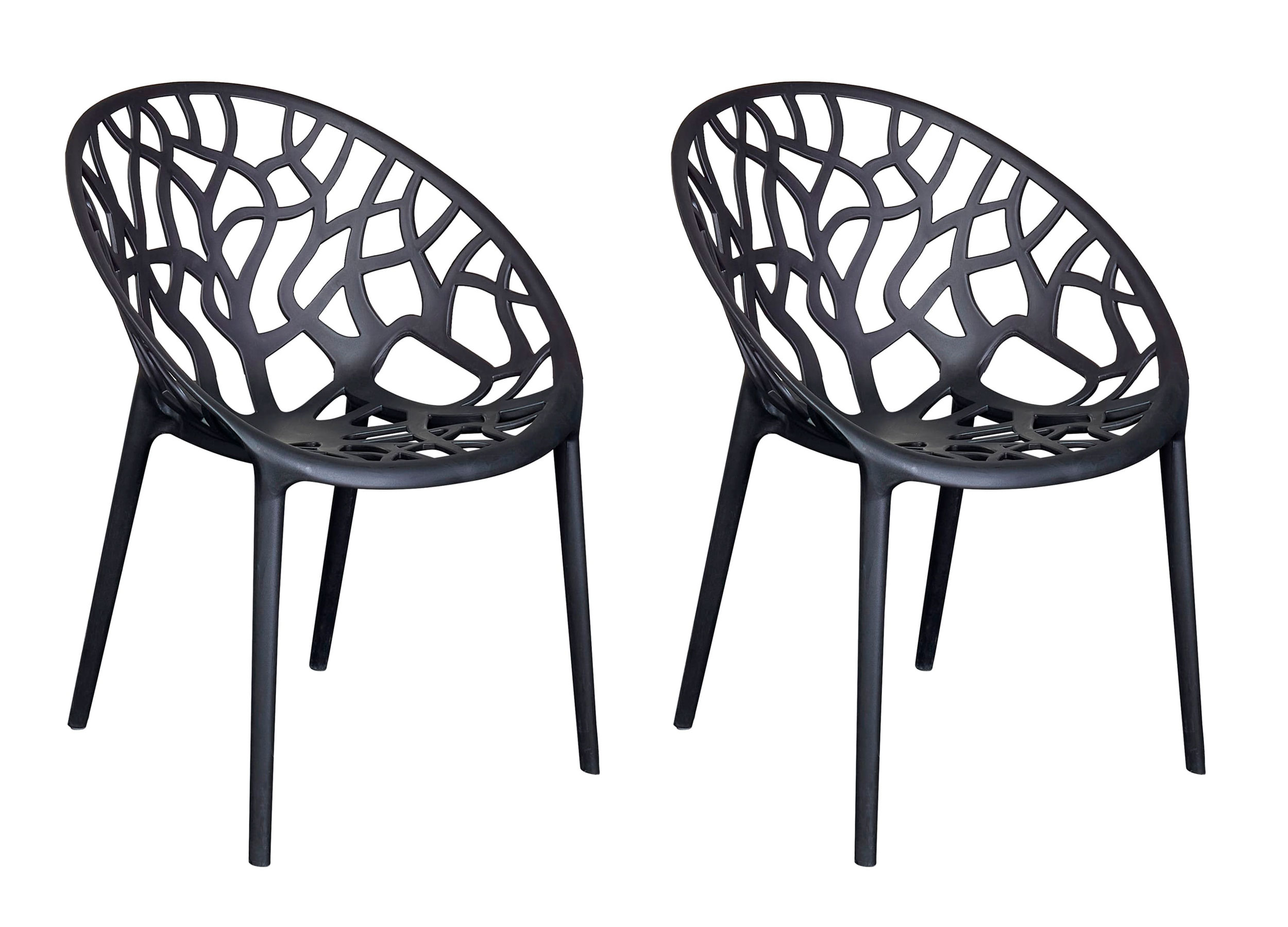 LC Garden Vomo 2er Set Gartenstühle Schwarz Stapelstühle Kunststoff stapelbar