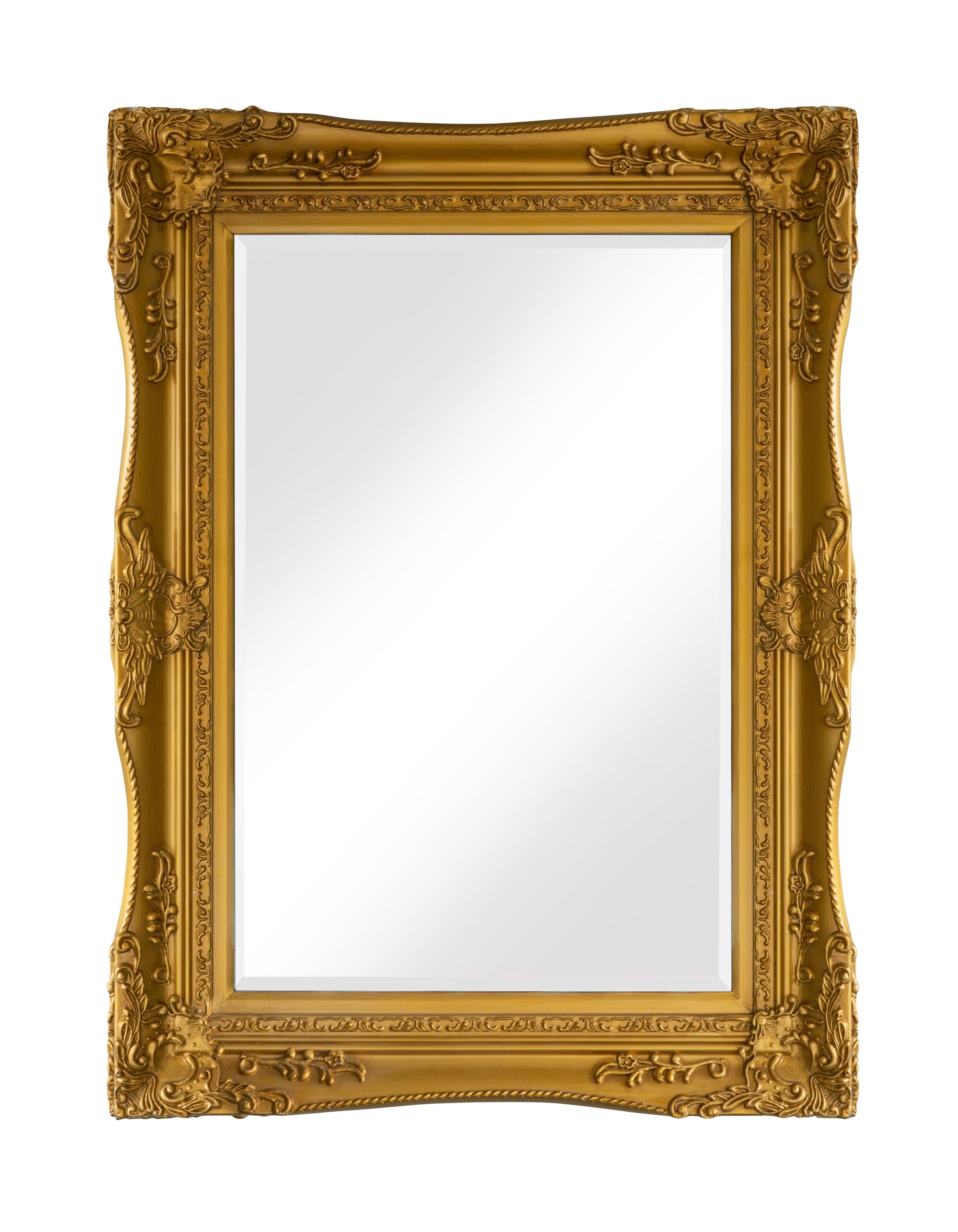 LC Home Wandspiegel Barock Spiegel Gold ca. 120x90 cm Antik-Stil Flurspiegel Doppelrahmen Facettenschliff