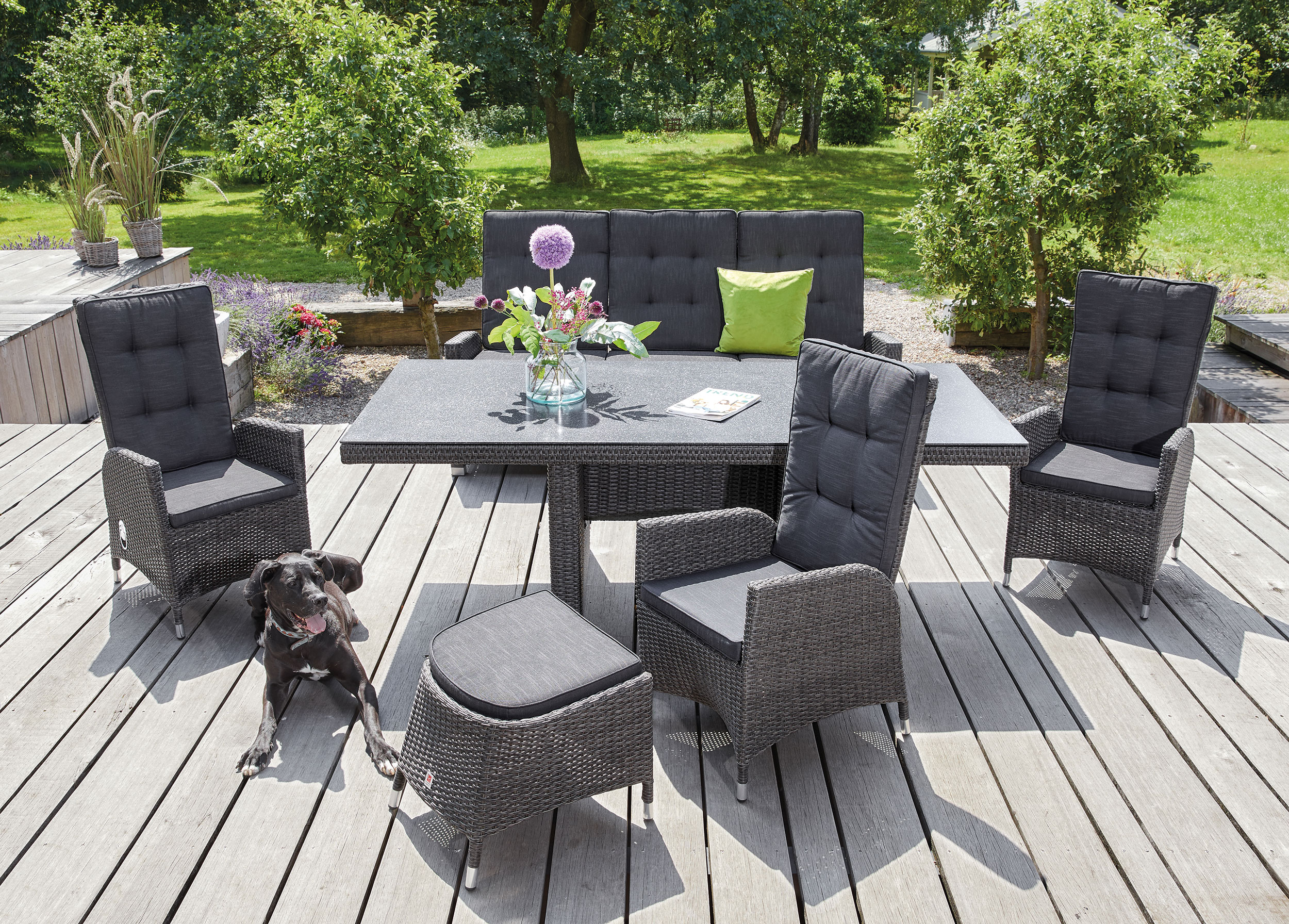 2er Set Liegesessel Sessel Relax Stuhl Polyrattan Gartensessel verstellbar mit Hocker