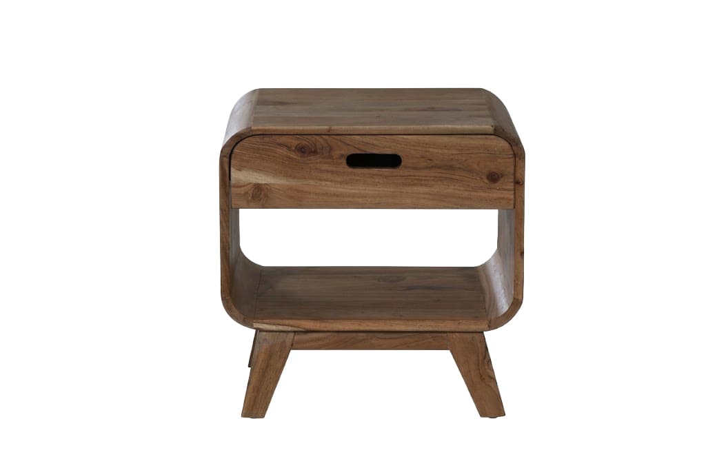 LC Home Nachttisch »Skive« Mangoholz massiv – Nachtkommode & Beistelltisch im Retro-Look