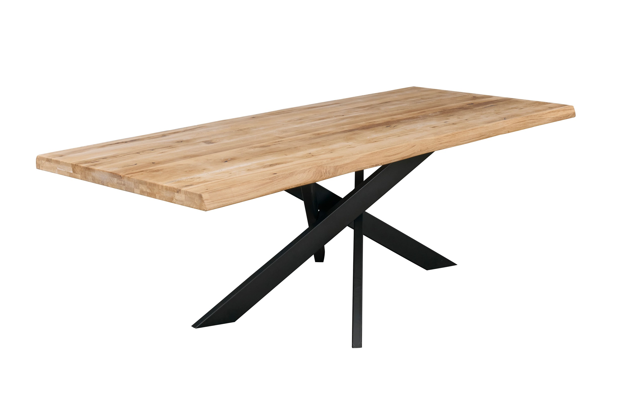 LC Home »Baltrum« Dining Set III Eiche natur Stern-Fuß Lederoptik Silber-Grau
