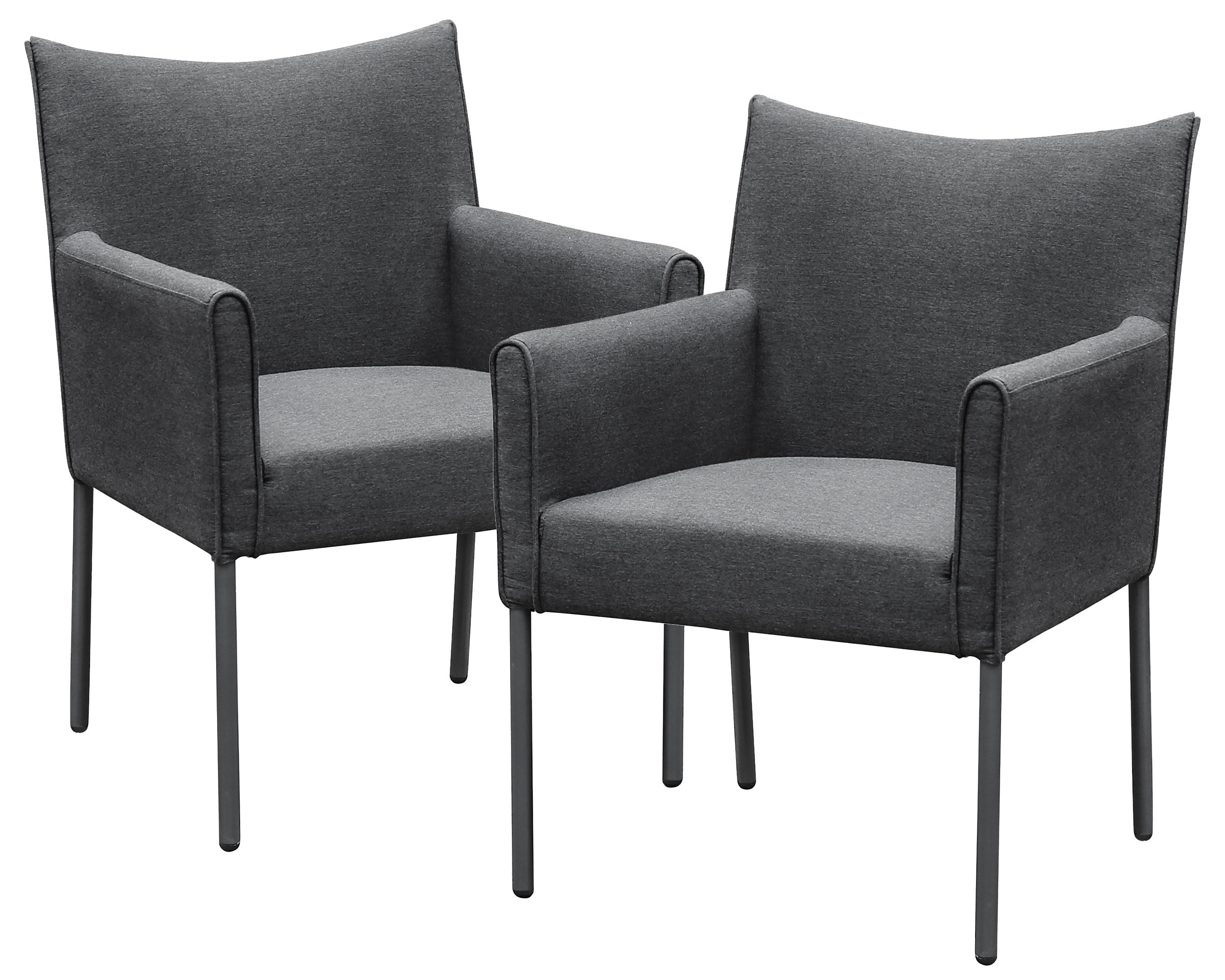 »Sunrino« Dining 2er Set Gartenstuhl Armlehnstuhl Anthrazit/Sooty aus Sunbrella Stoff 65x60x84cm