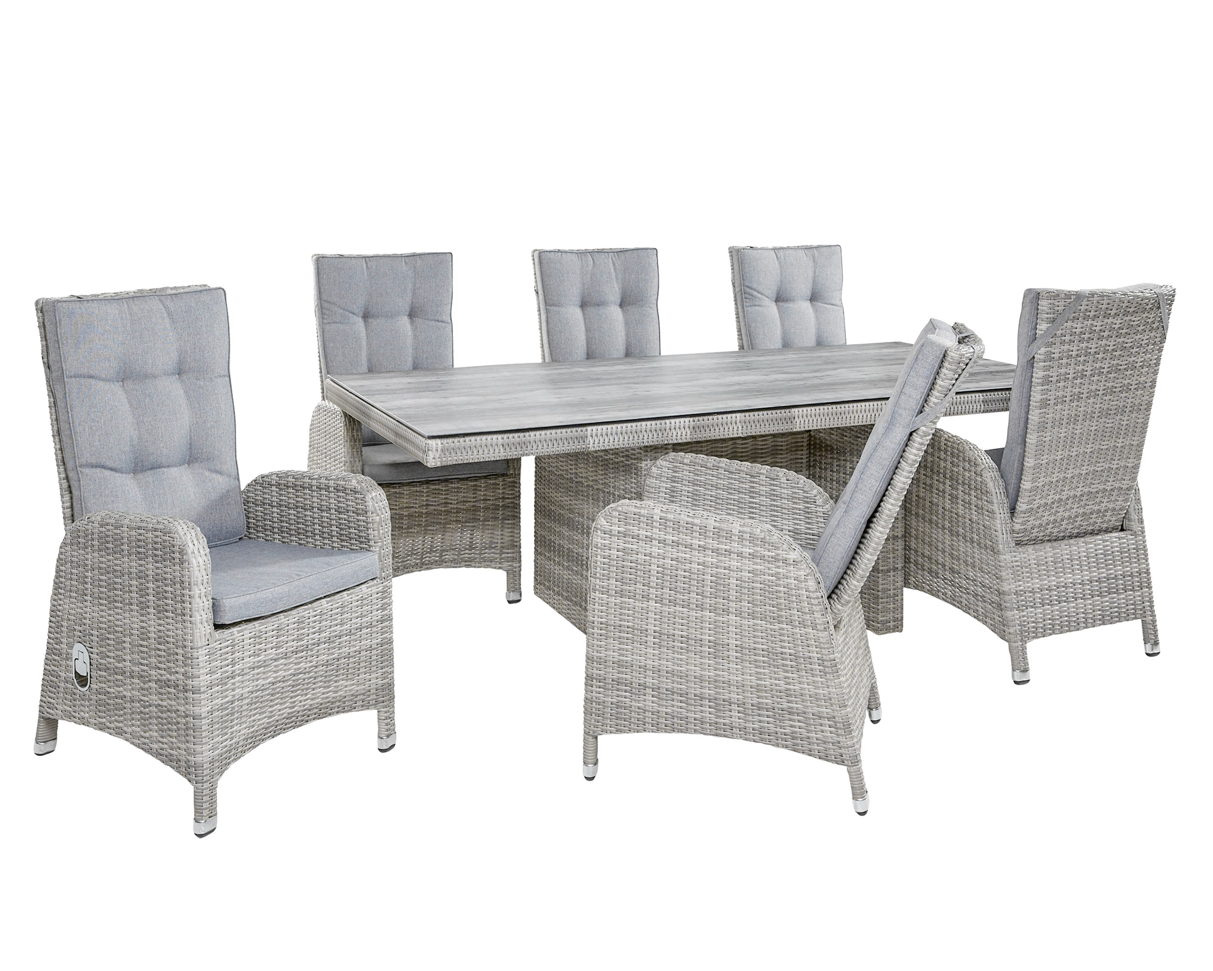 LC Garden »Nizza« Dining Set I Sitzgruppe Gartenset weiß-grau
