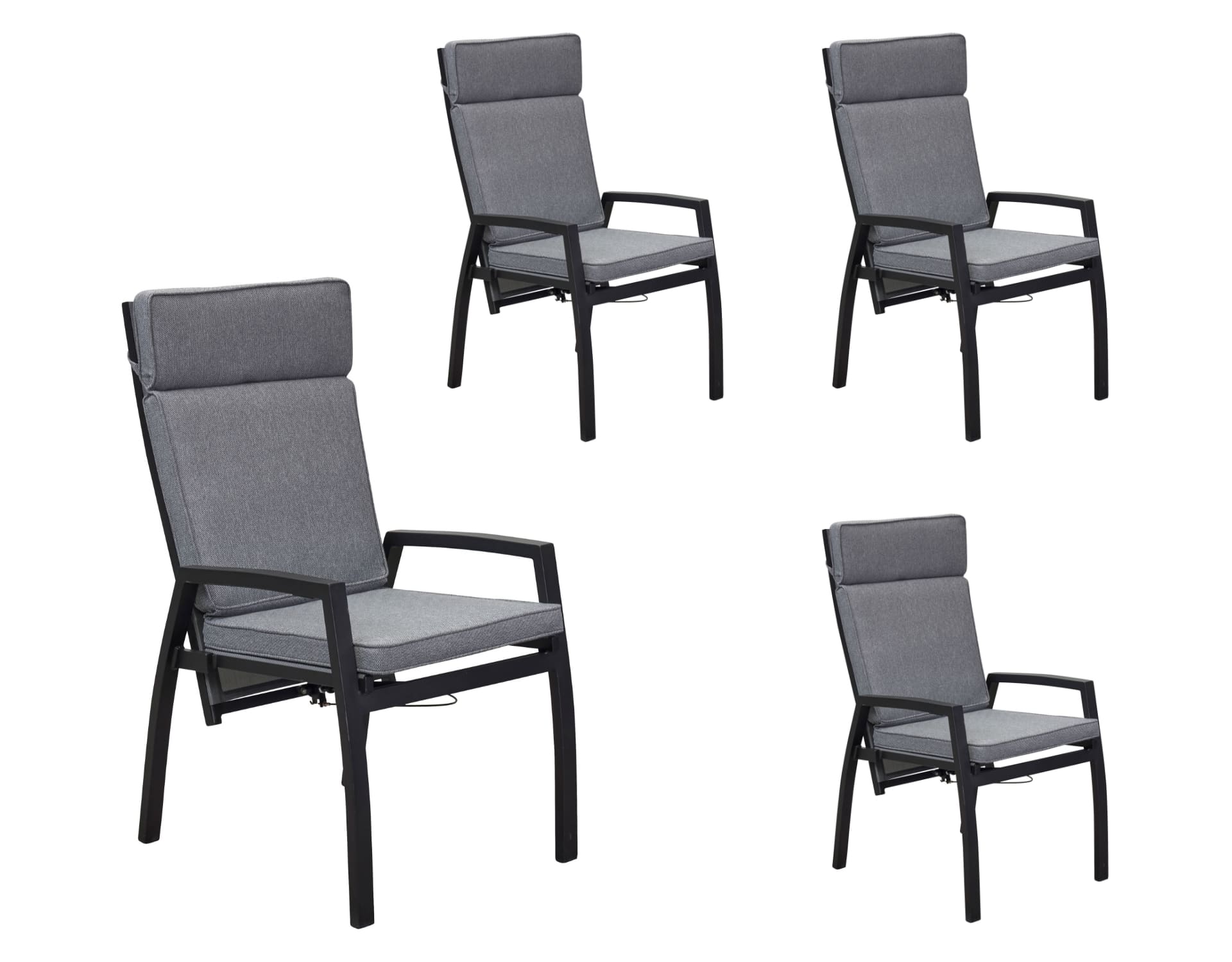 LC Garden 4er Set »Sondrino« Positionsstuhl Textilen schwarz Gartenstuhl Verstellsessel