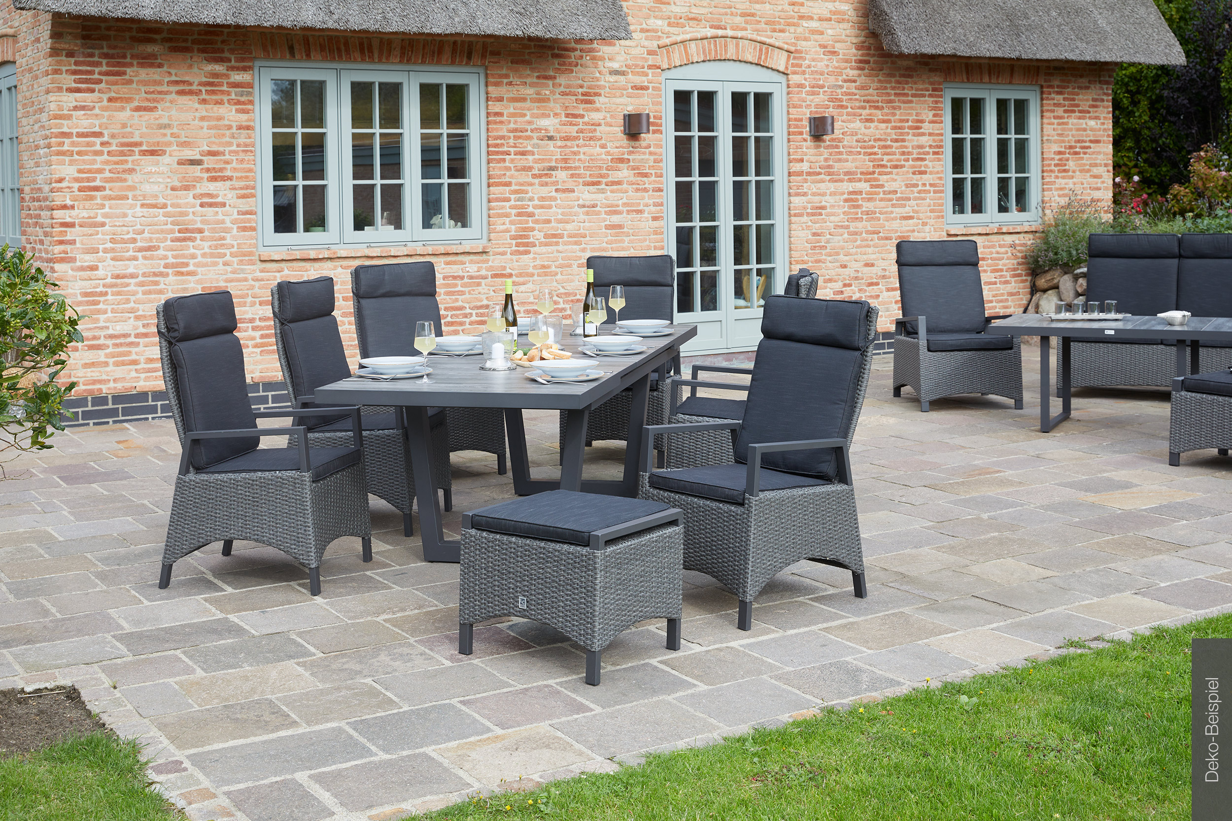 LC Garden »Keramo« Dining Set I Sitzgruppe Gartenset grau-mix