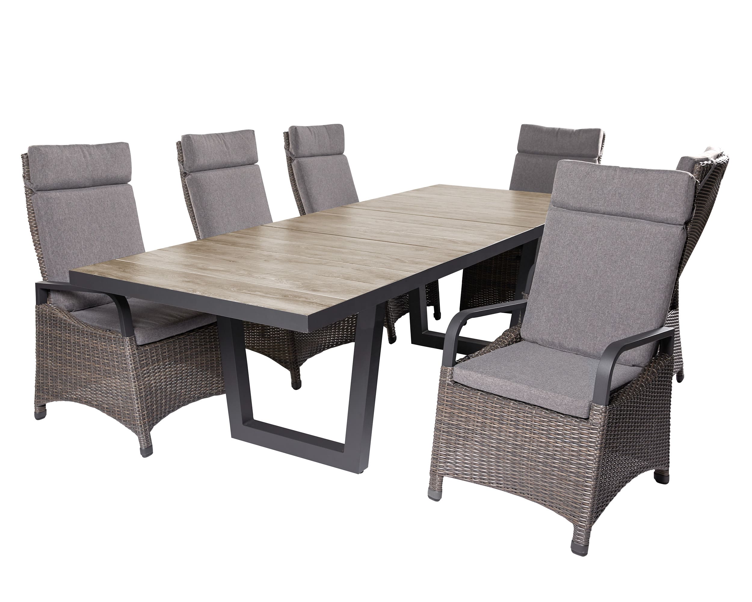 LC Garden »Komido« Dining Set V omega braun Garten Sitzgruppe aus handgeflochtenem Polyrattan inkl. Sitzkissen