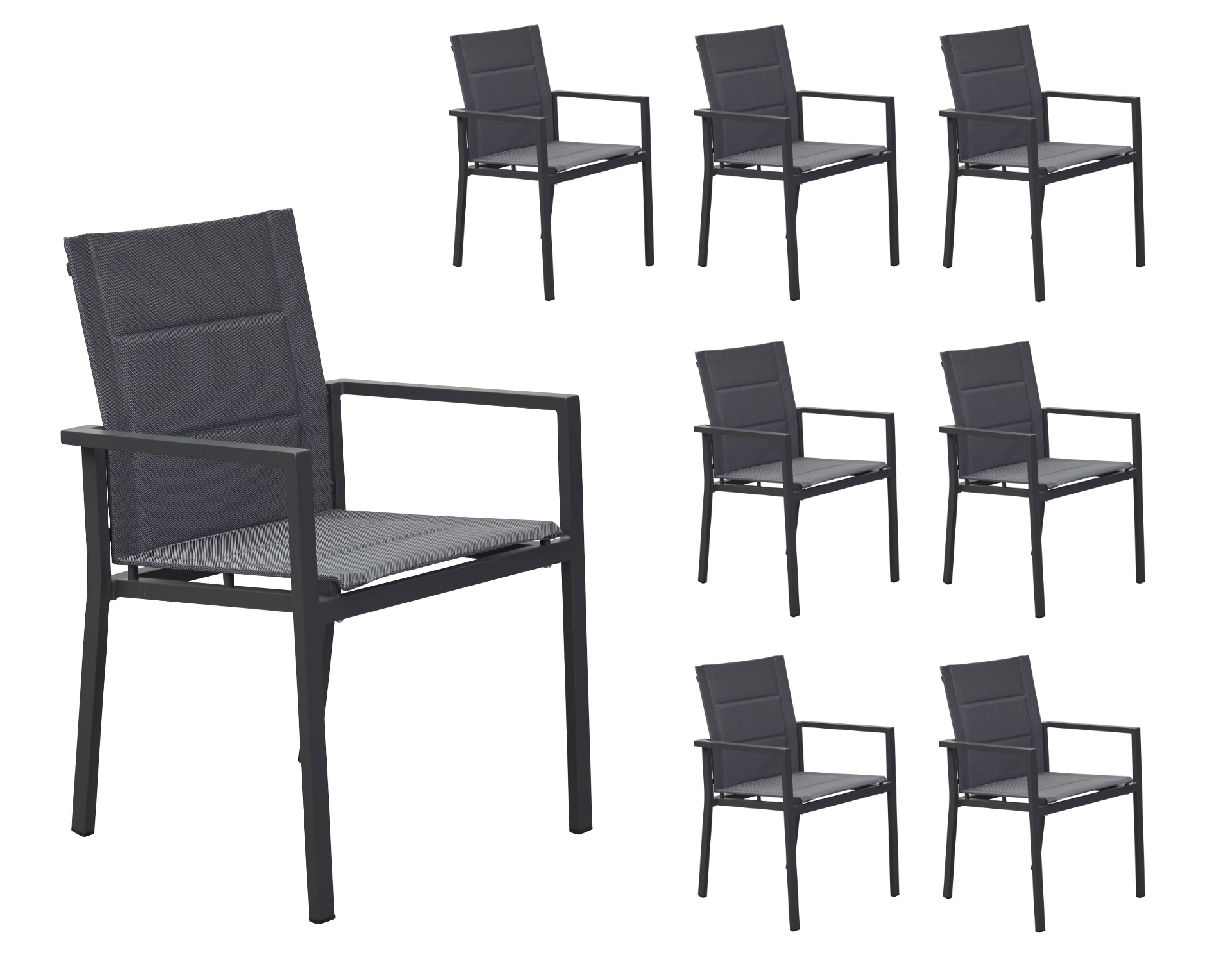 LC Garden 8er Set »Sunewo« Stapelstuhl Textilen anthrazit Gartenstuhl Armlehnstuhl