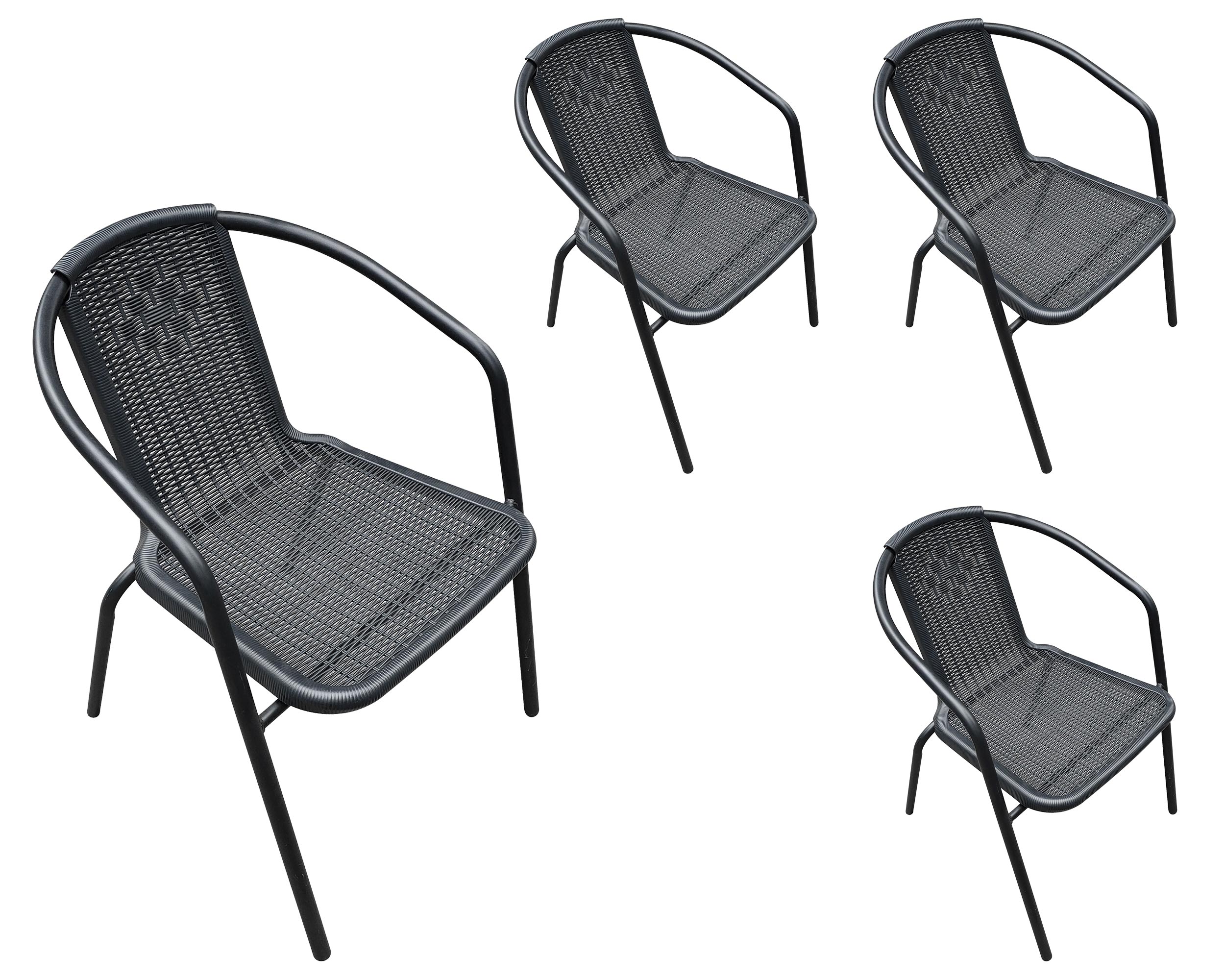 LC Garden »Garvista« 4er Set Stapelstuhl 56x62x72cm schwarz Gartenstuhl Terassenstuhl