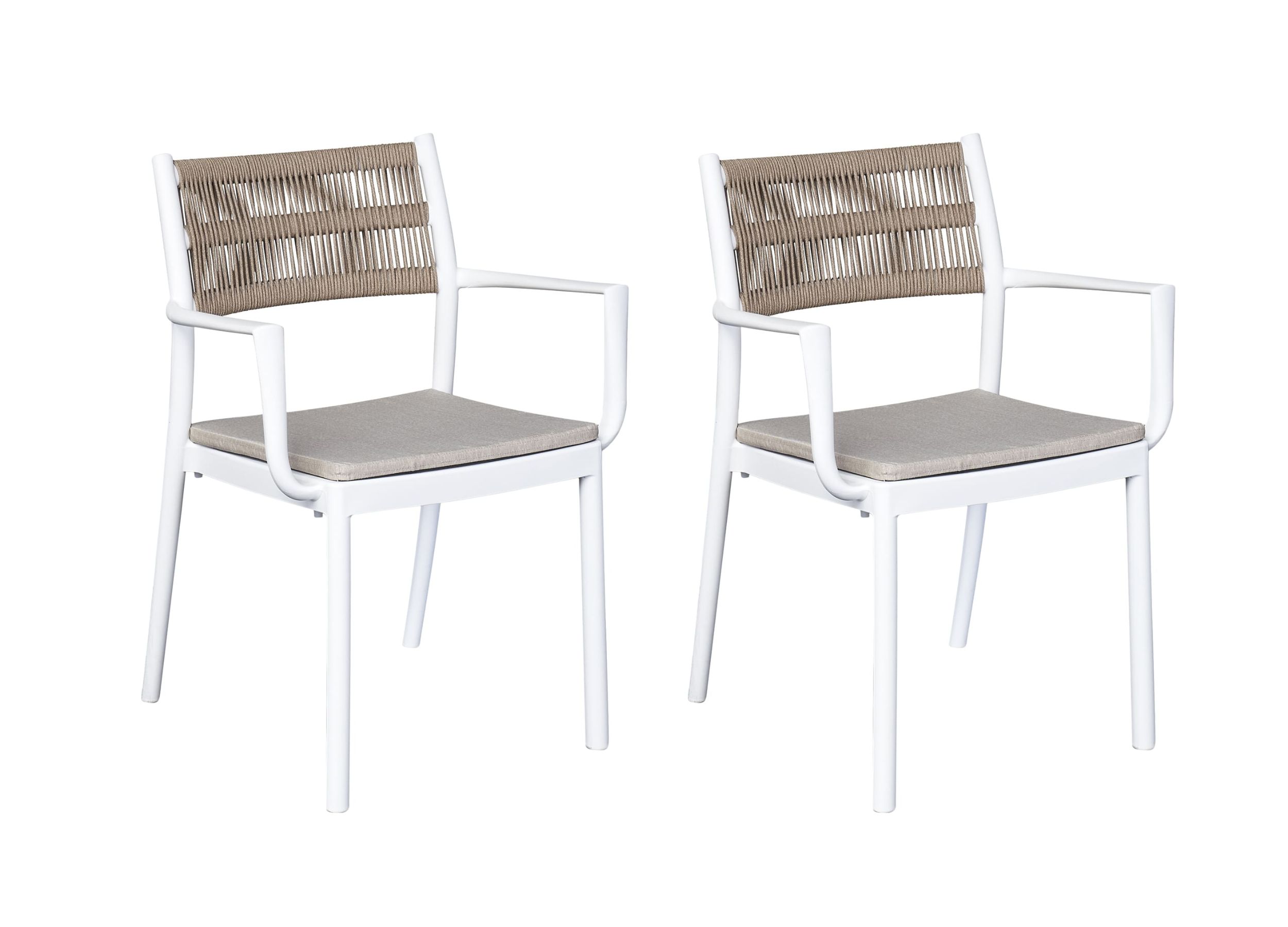 LC Garden Vona 2er Set Stapelstuhl 52,5x60x80cm weiß/natur Gartenstuhl Bistrostuhl