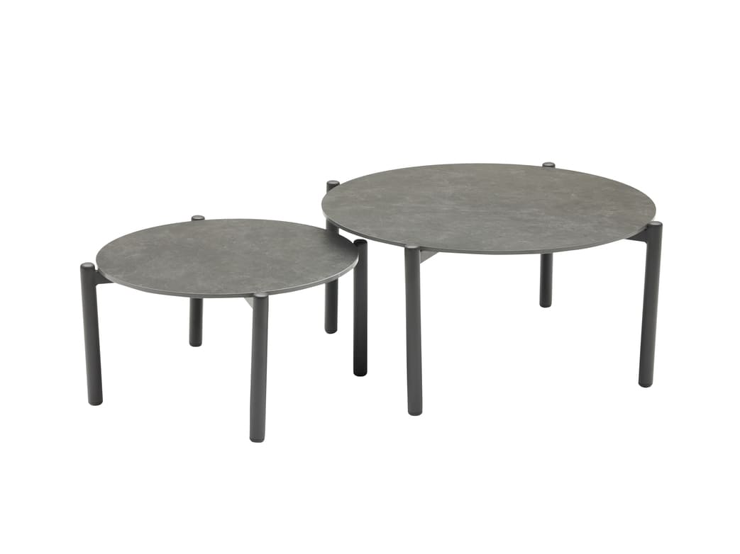 LC Garden »Terrano« 2er Set Couchtische Loungetische Sintered Stone Anthrazit Ø60cm + Ø80cm
