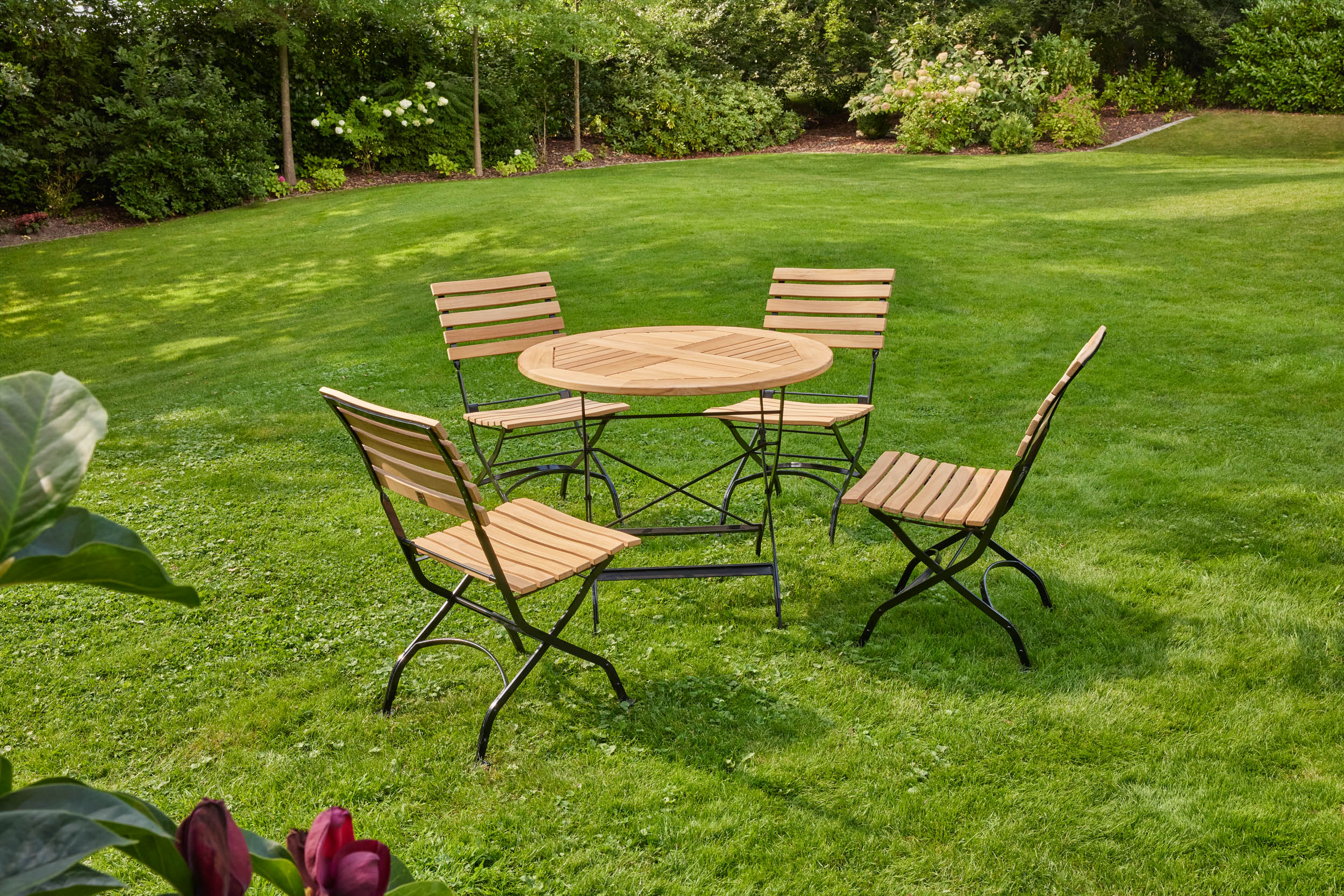 LC Garden »Wimbledon« Esstisch rund Ø90cm FSC Teakholz Stahlgestell