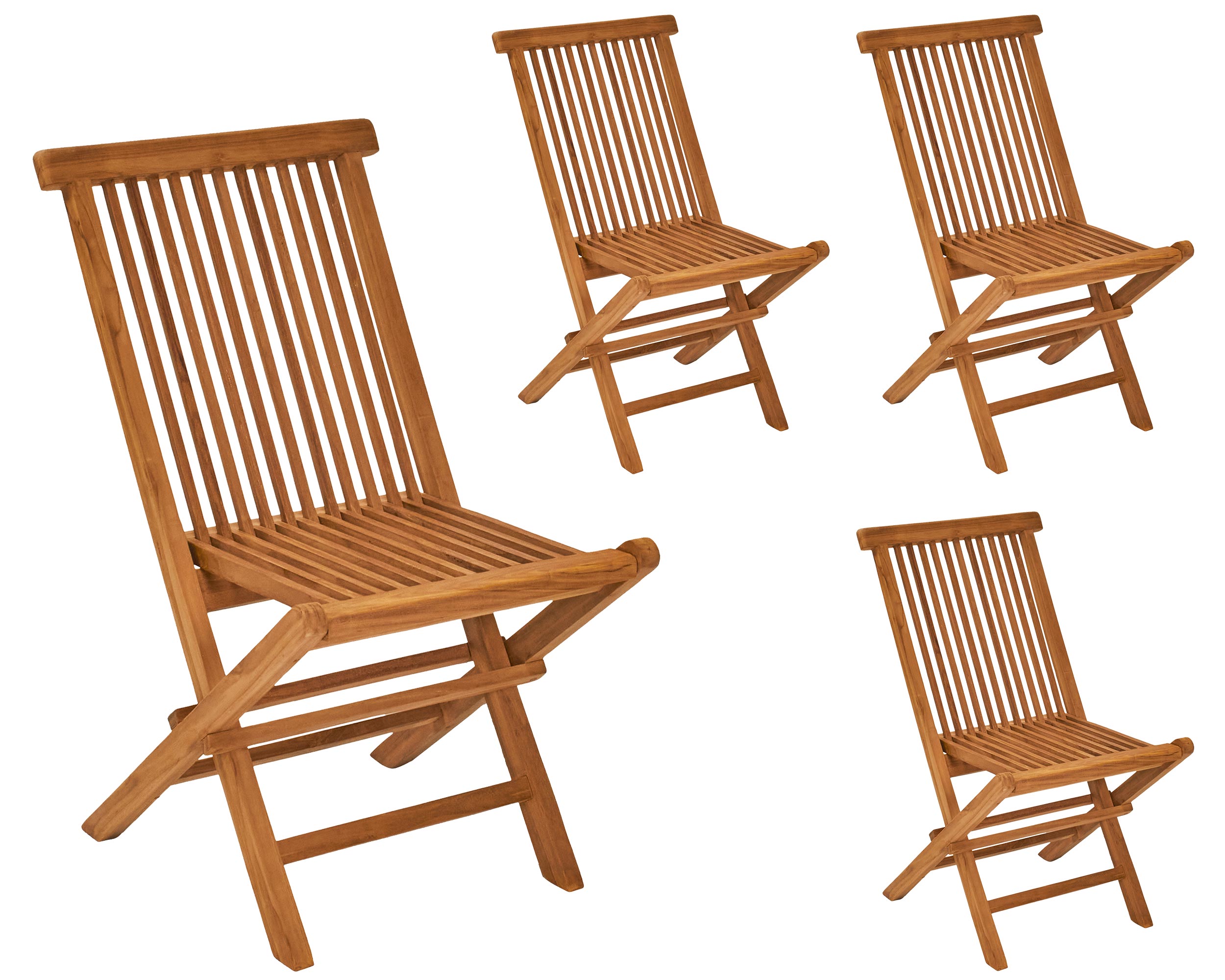 LC Garden »Riva« 4er Set Gartenstühle Teakholz Klappstühle Terrassenstühle