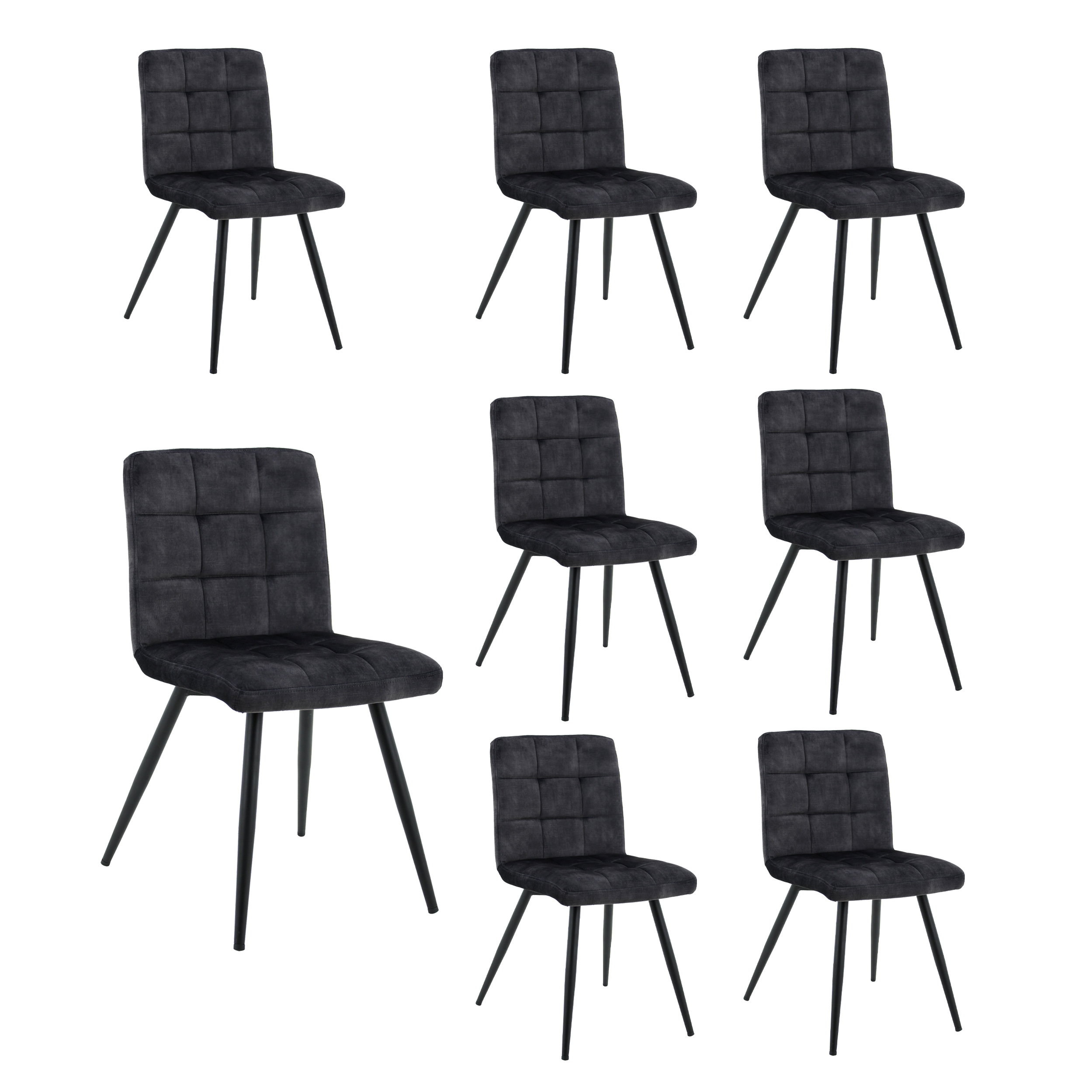 LC Home 8er Set »moderner« Esszimmerstuhl Samt schwarz 47x58,5x82,5cm Polsterstuhl