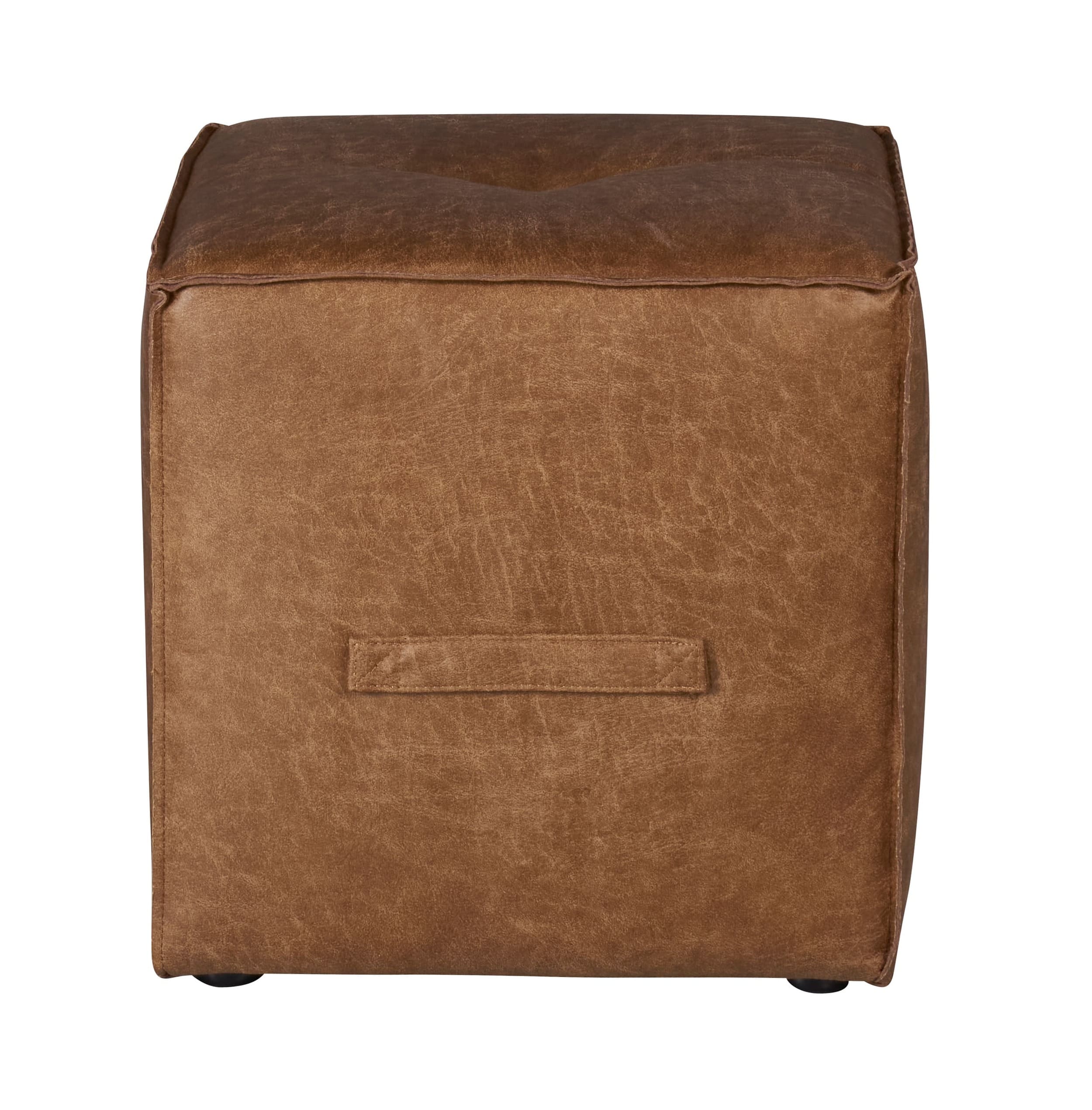 LC Home Sitzhocker »Danzig« inkl. Griff Lederoptik braun 41x41x44cm