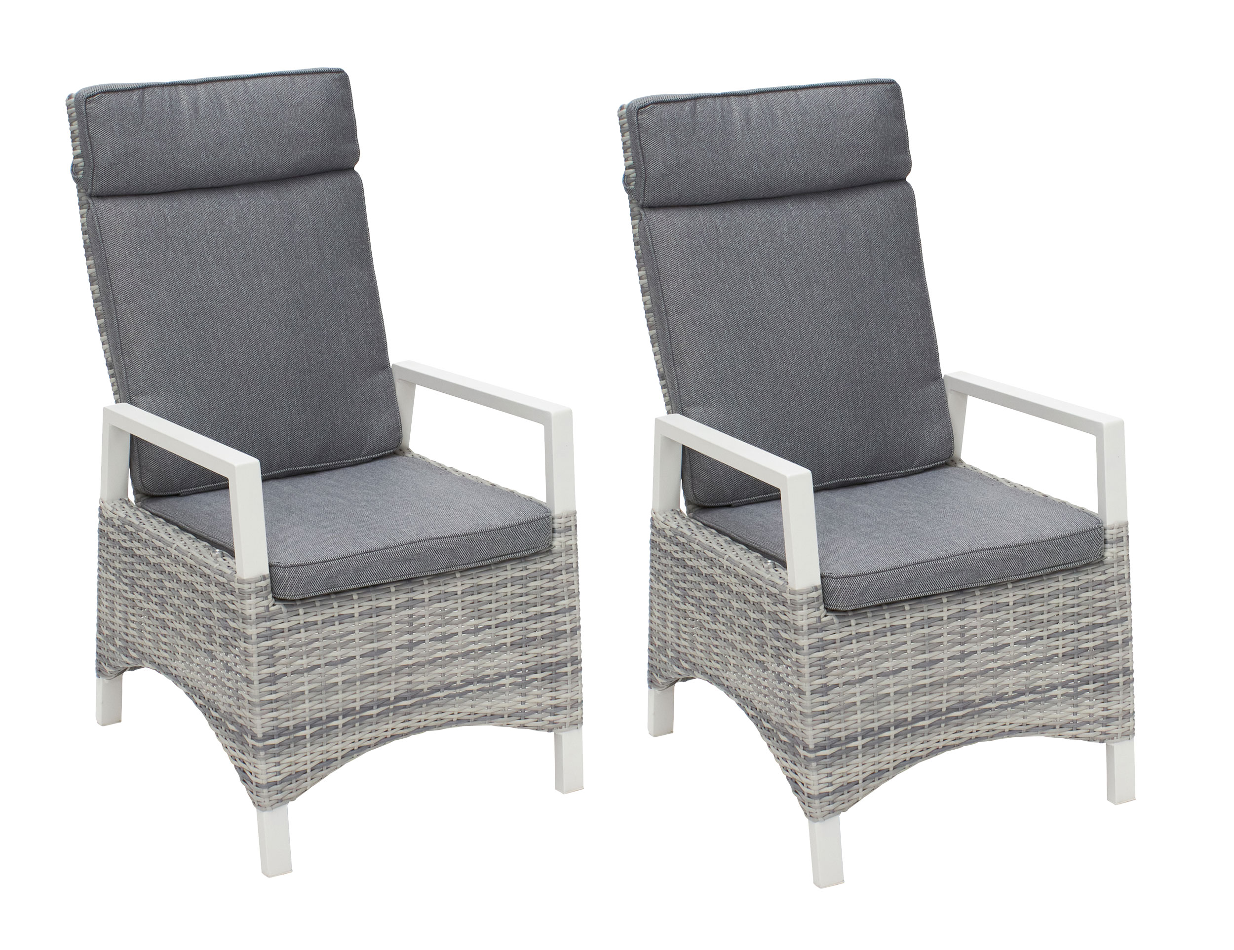LC Garden »Keramo« Dining 2er Set Positionsstuhl Verstellsessel weiß