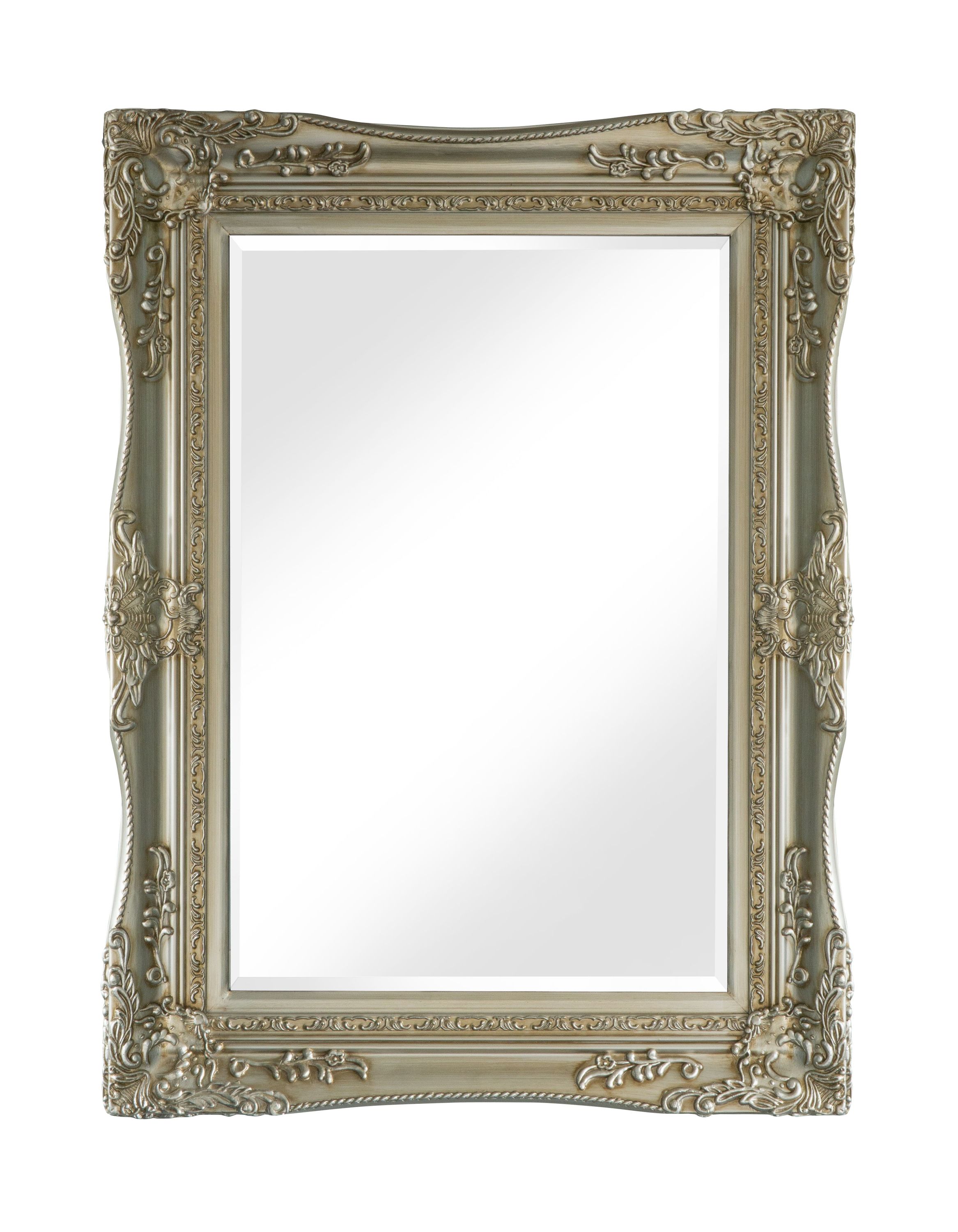 LC Home Wandspiegel Barock Spiegel Silber ca. 120x90 cm Antik-Stil Flurspiegel Doppelrahmen Facettenschliff