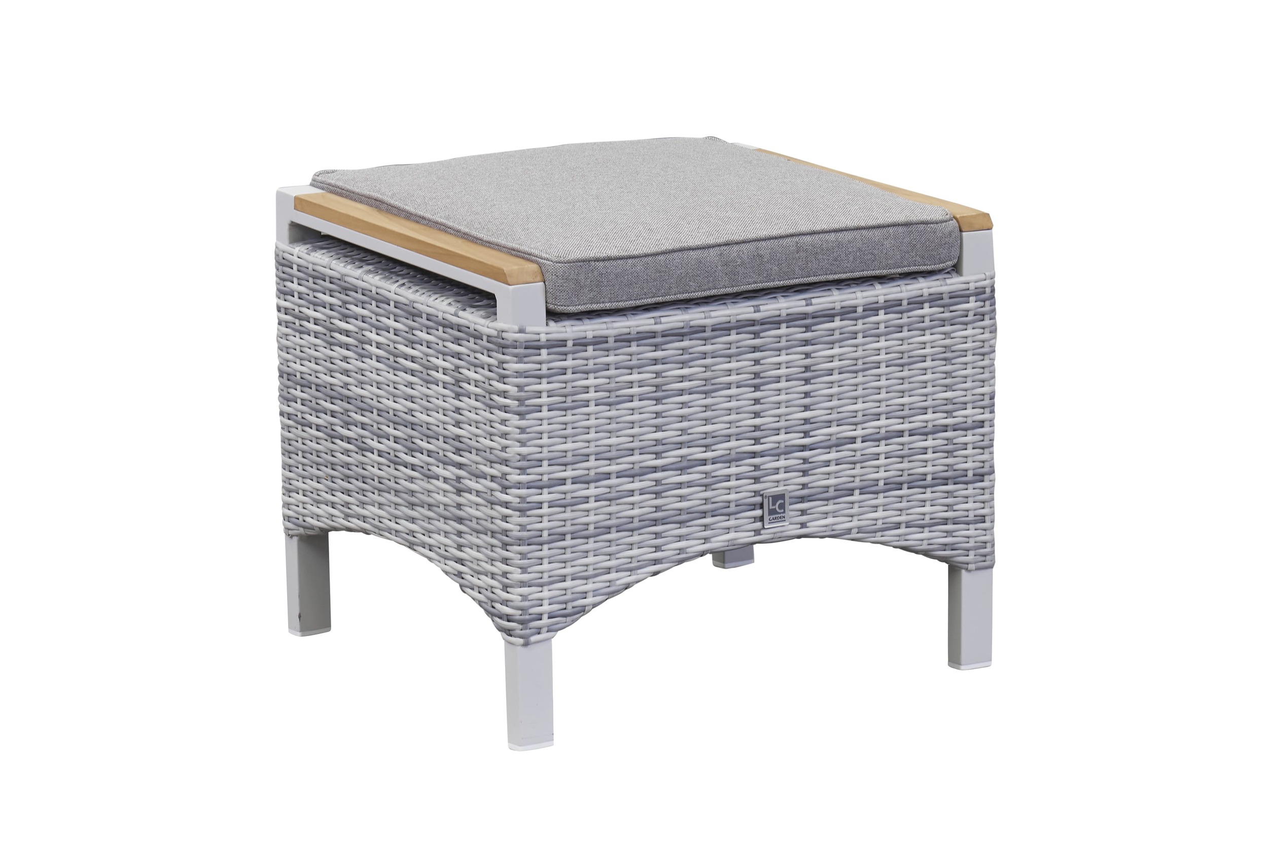 LC Garden »Keramo« Dining Hocker off-white/Teakholz Fußbank